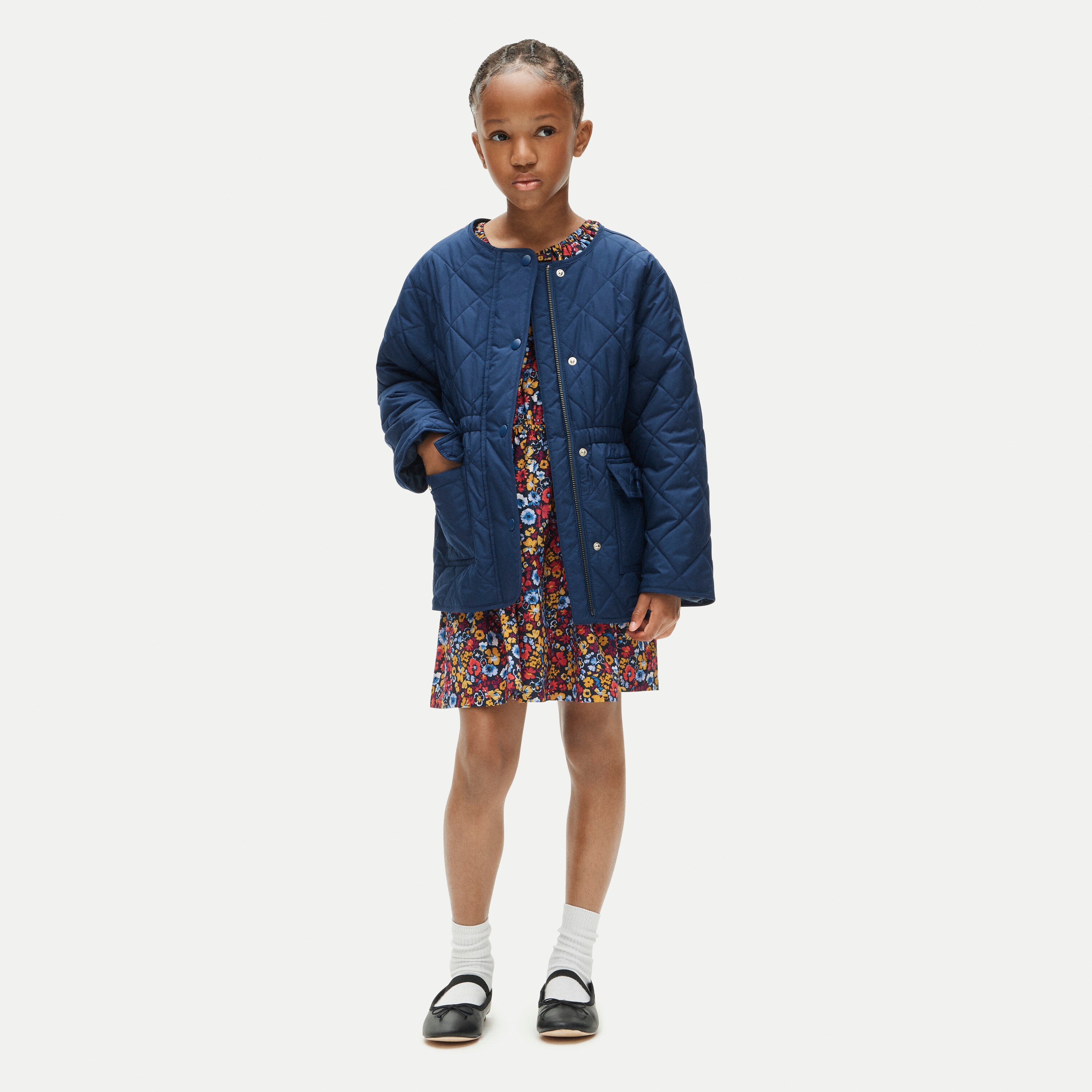 Girls' quilted cinched-waist jacket with PrimaLoft®