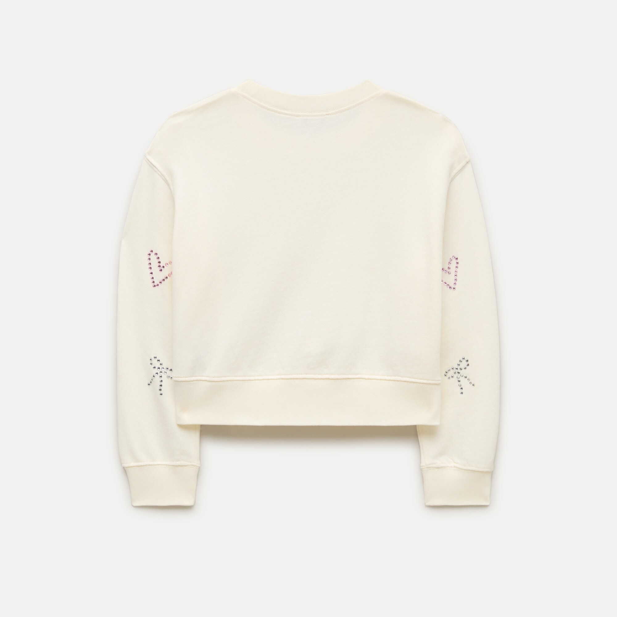 Girls' hotfix bow and heart crewneck sweatshirt in terry