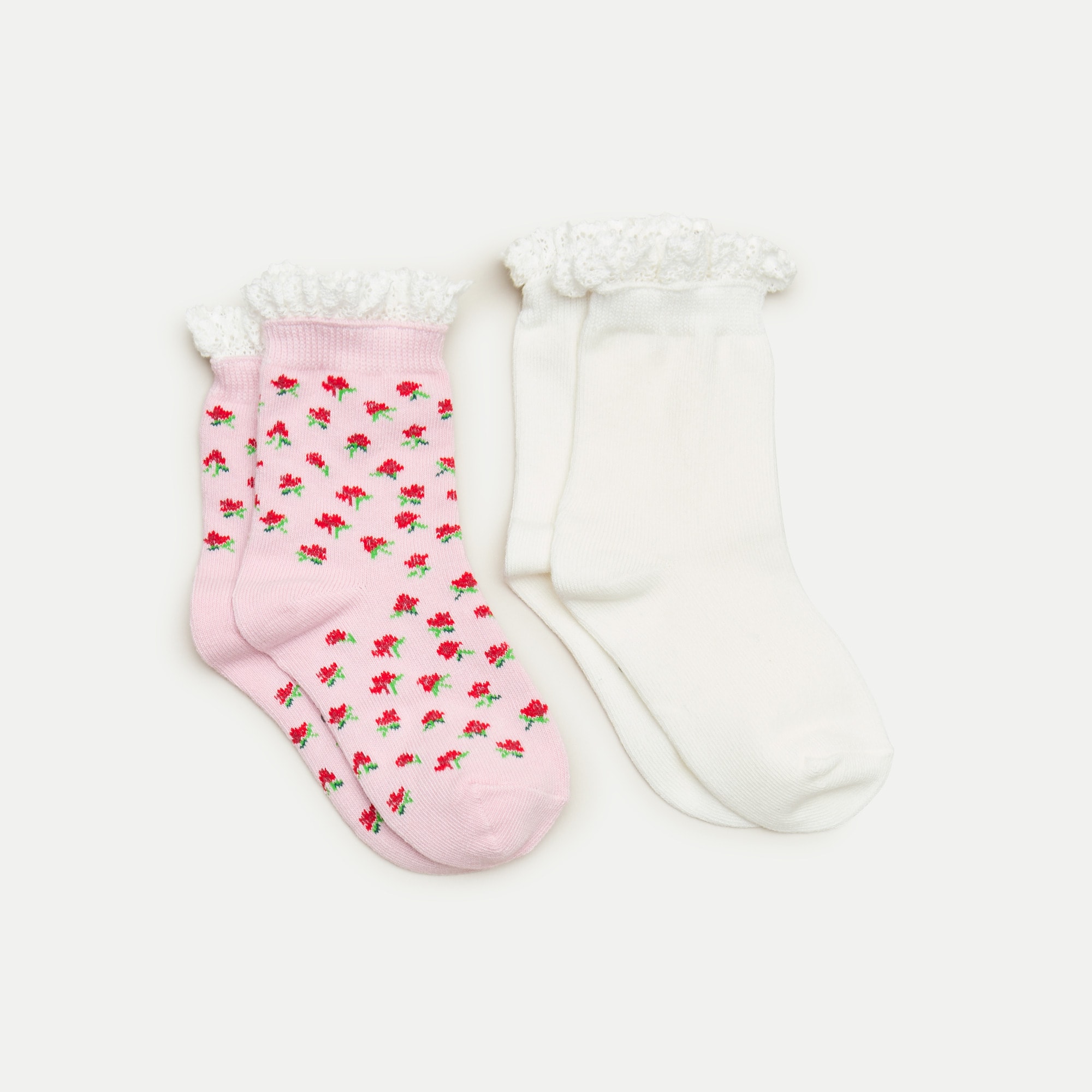 Girls' ruffle-trim trouser socks two-pack