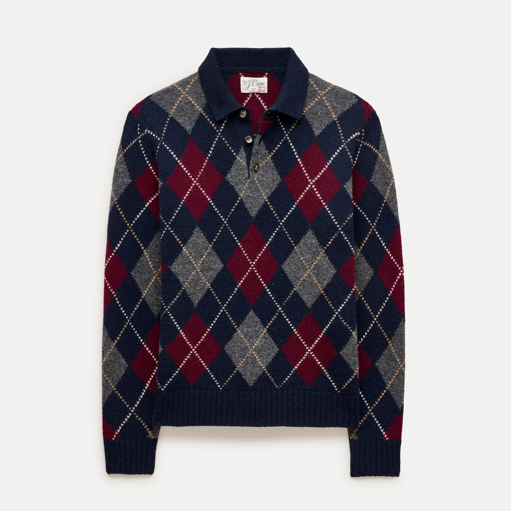 Wool sweater-polo in in argyle