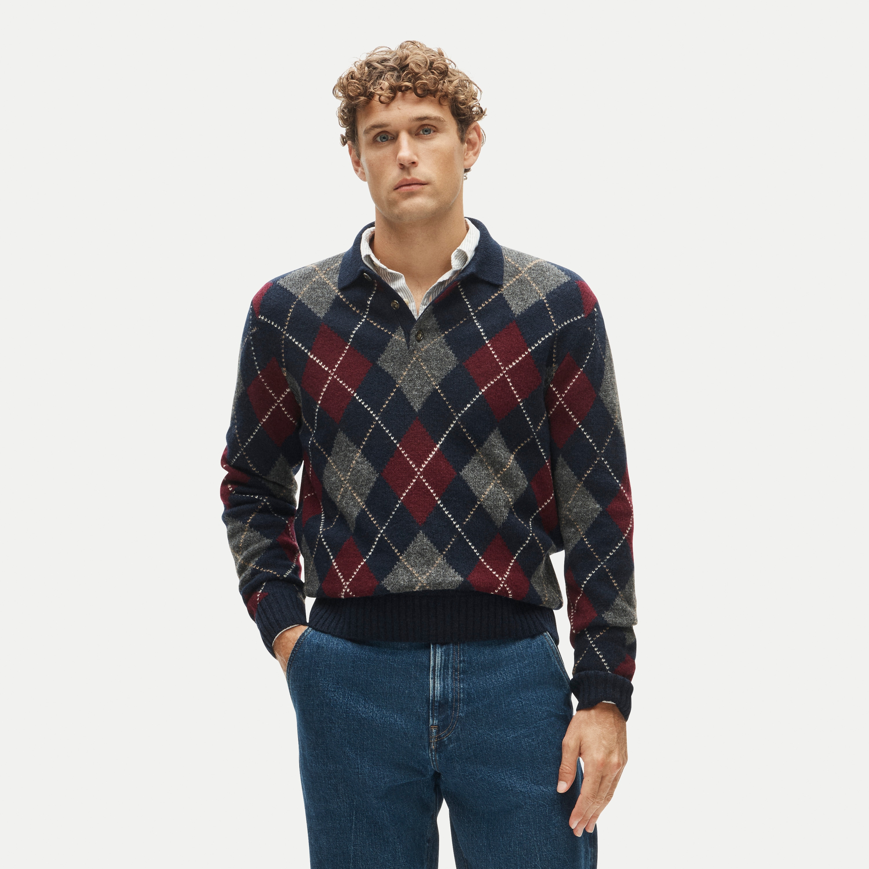 Wool sweater-polo in in argyle