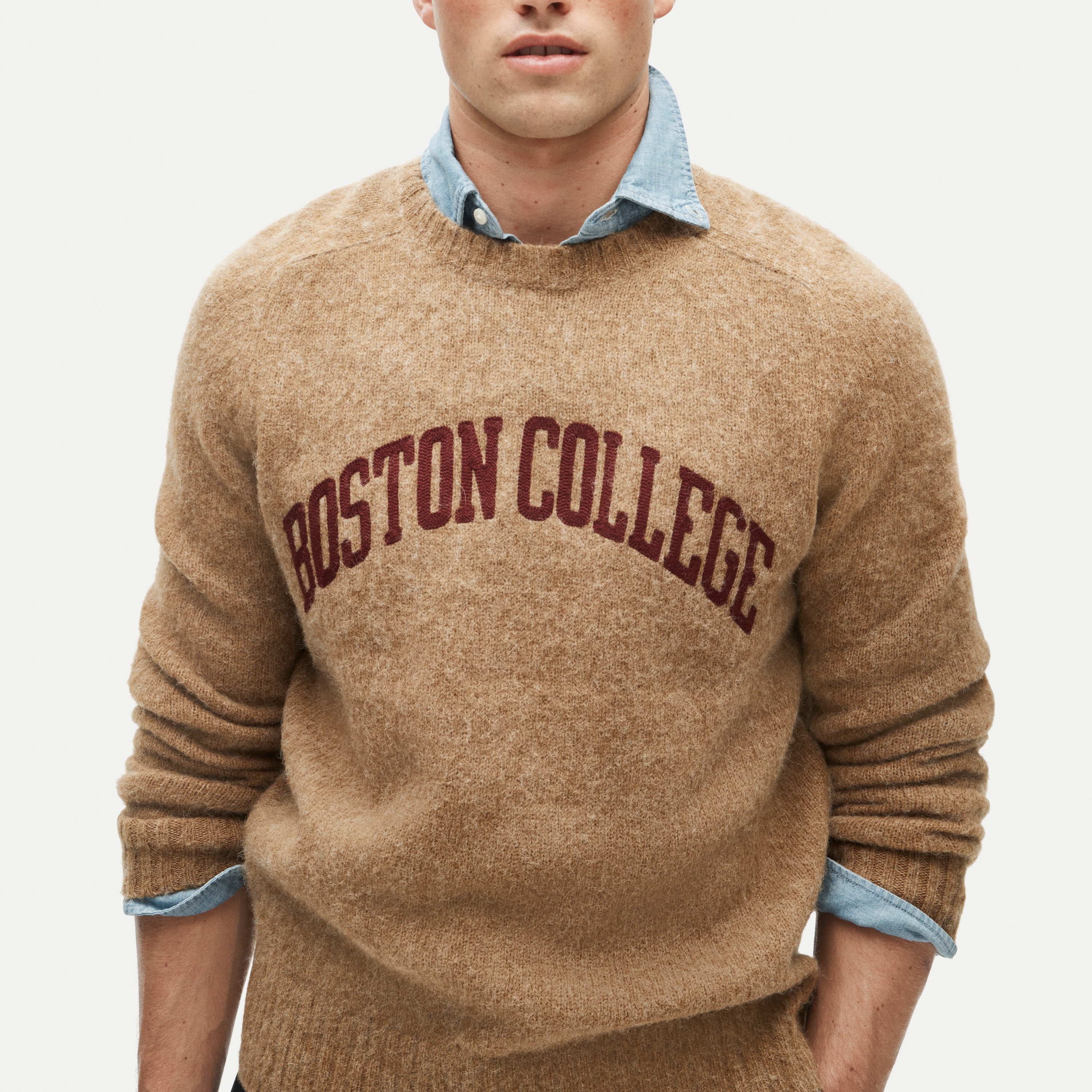 '47 x J.Crew brushed wool Boston College sweater