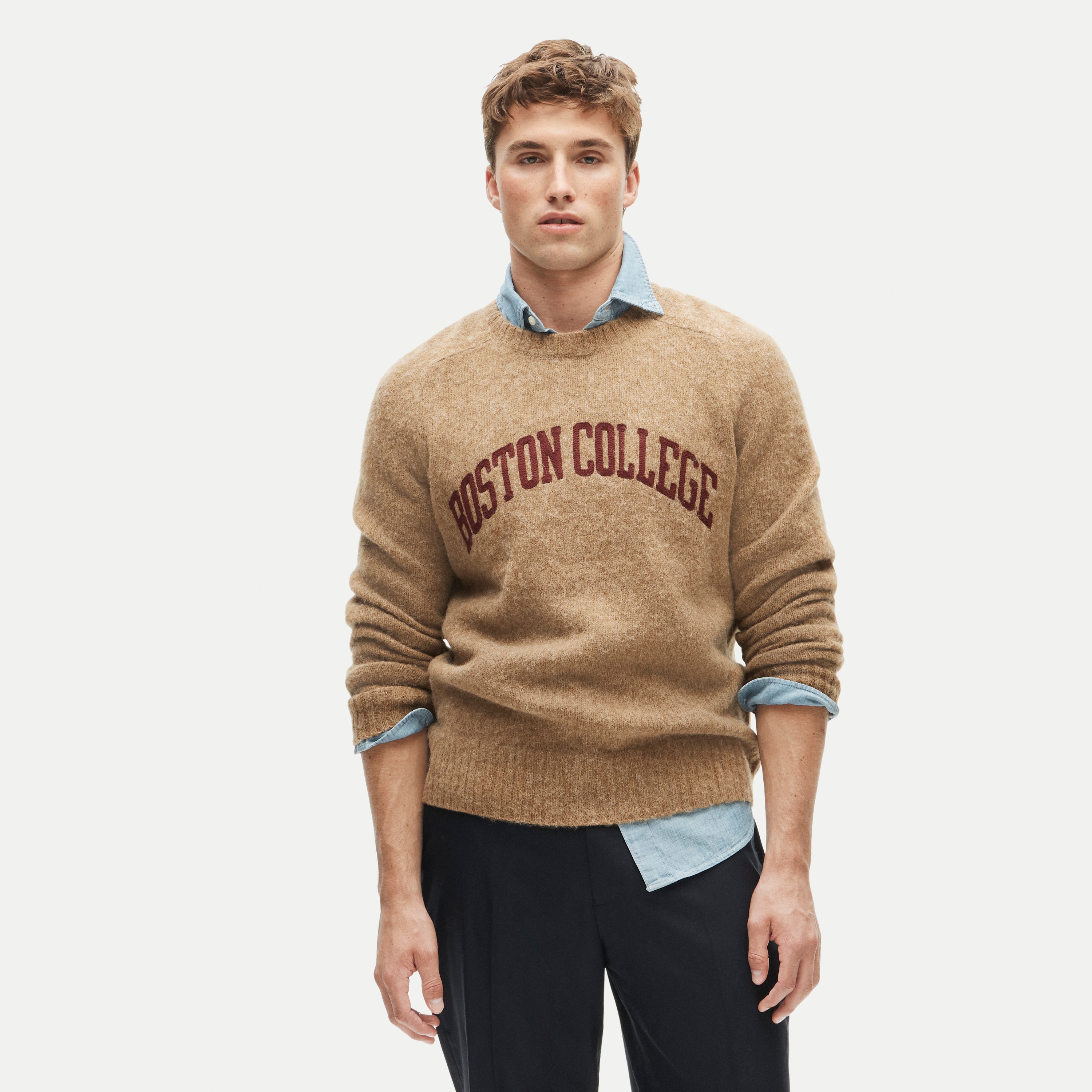 '47 x J.Crew brushed wool Boston College sweater