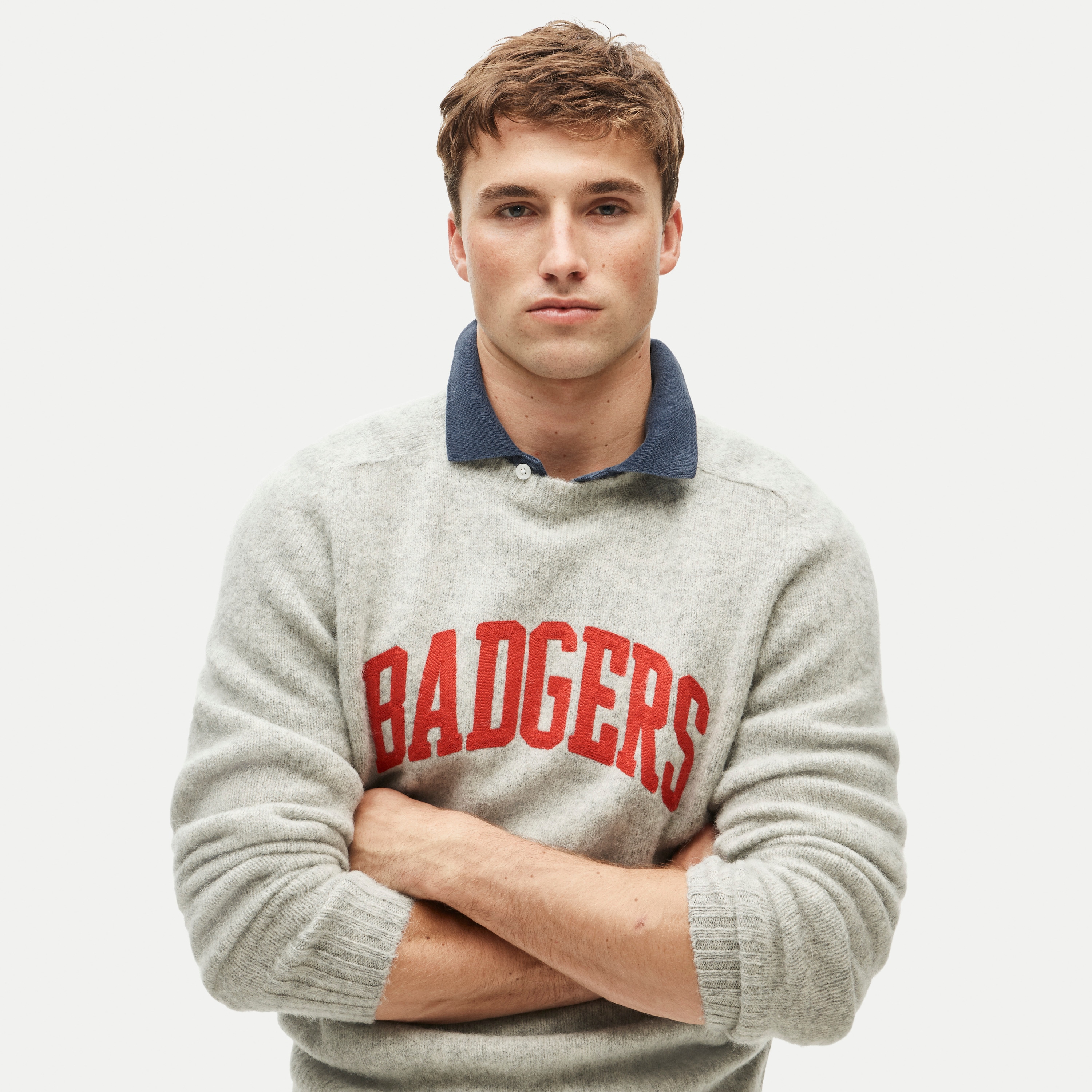 '47 x J.Crew brushed wool Wisconsin sweater
