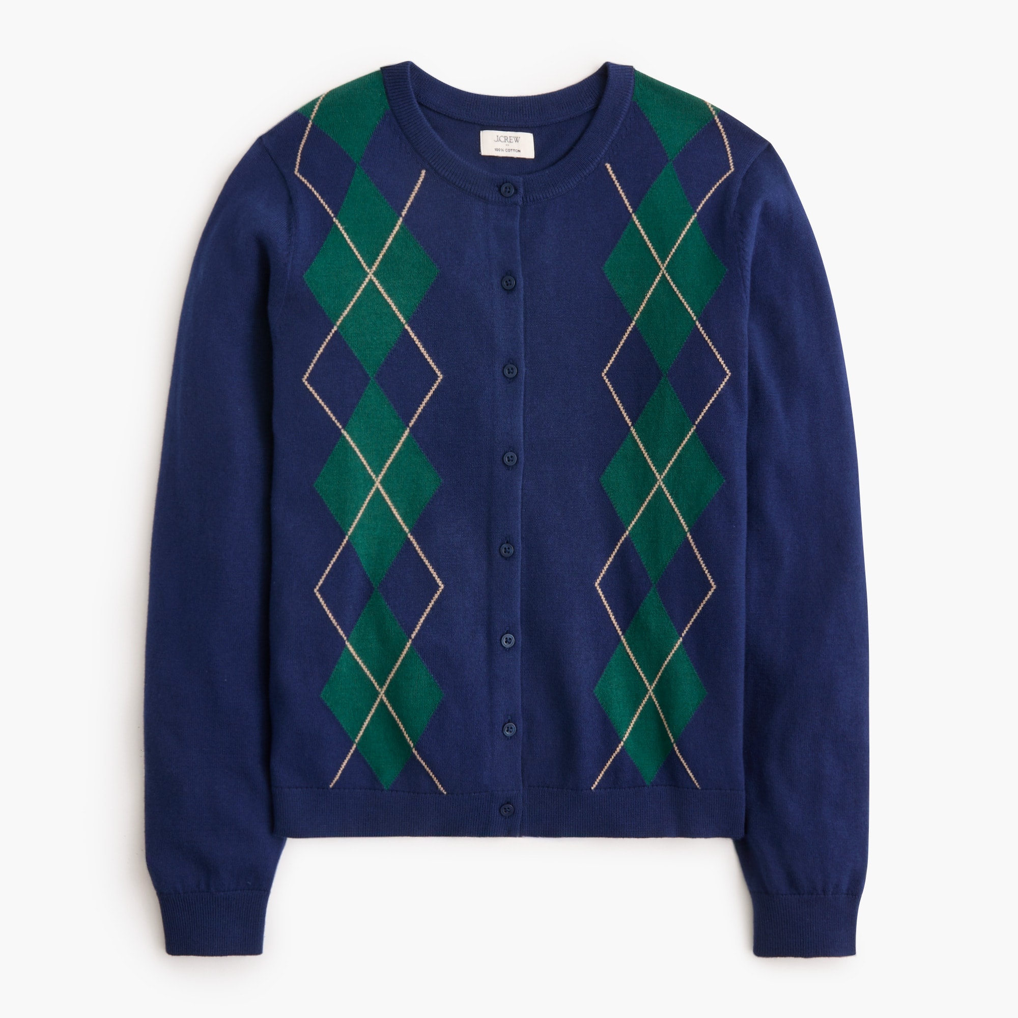 Cotton argyle cardigan sweater