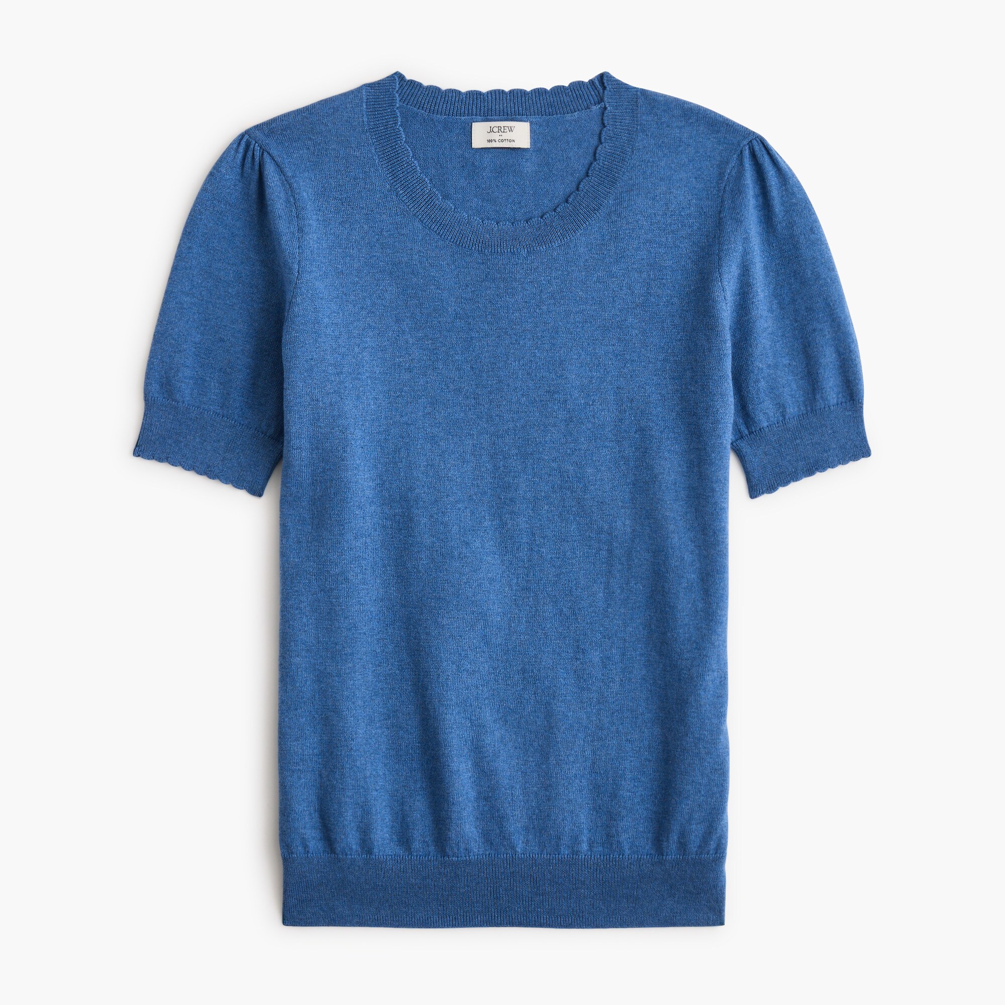 Short-sleeve Crewneck Scalloped Sweater For Women | Factory