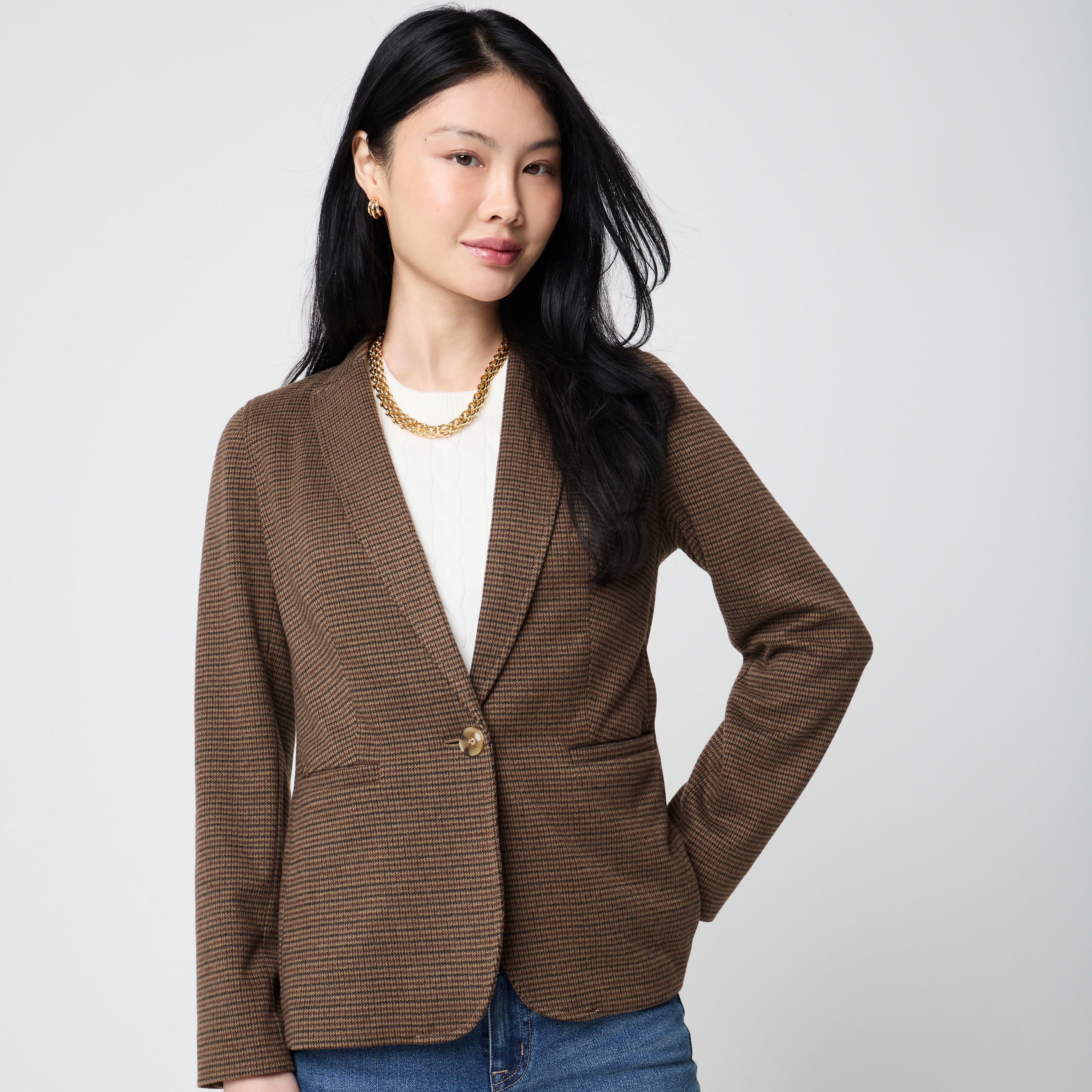 Knit one-button blazer