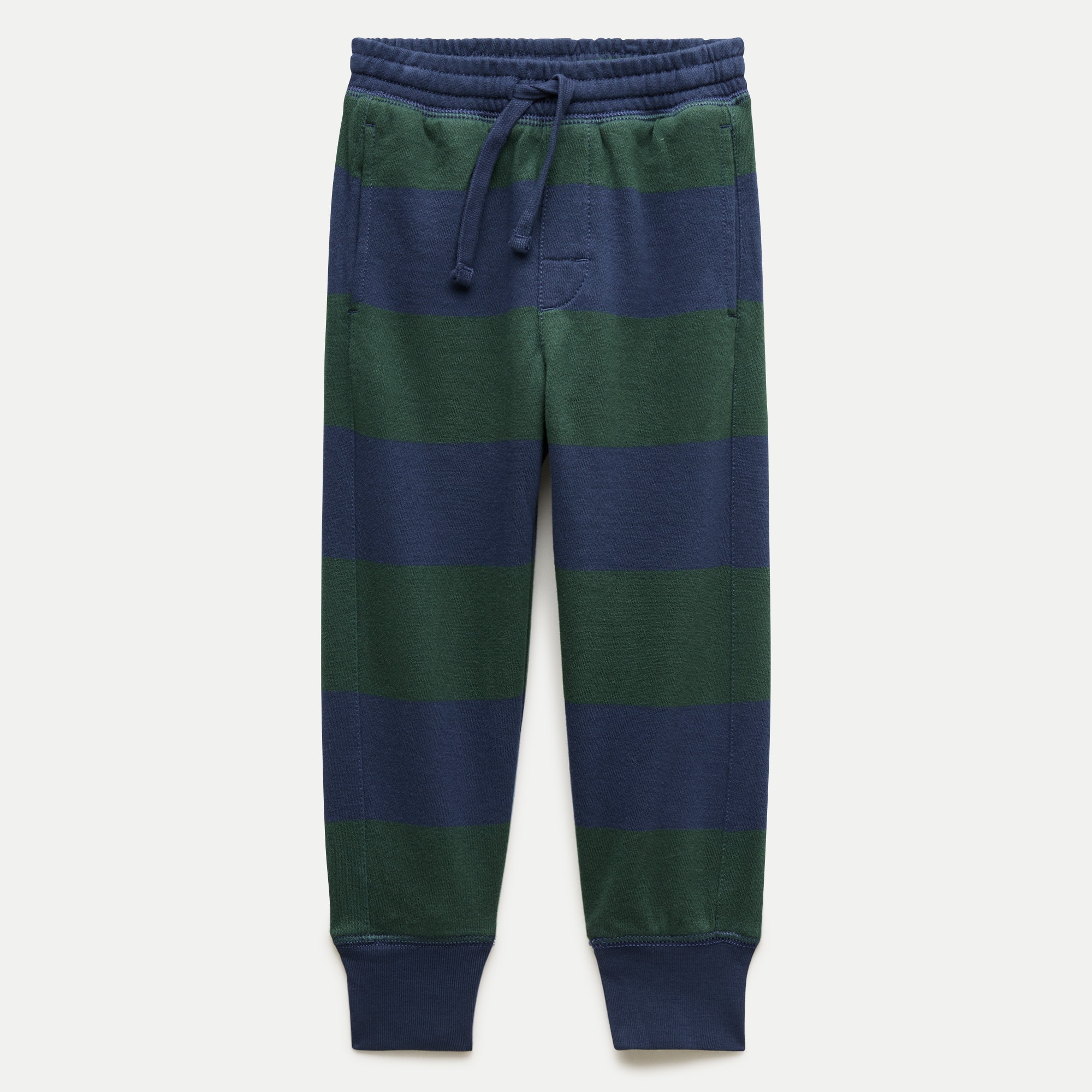 Kids' slim-slouchy jogger pant in rugby striped terry