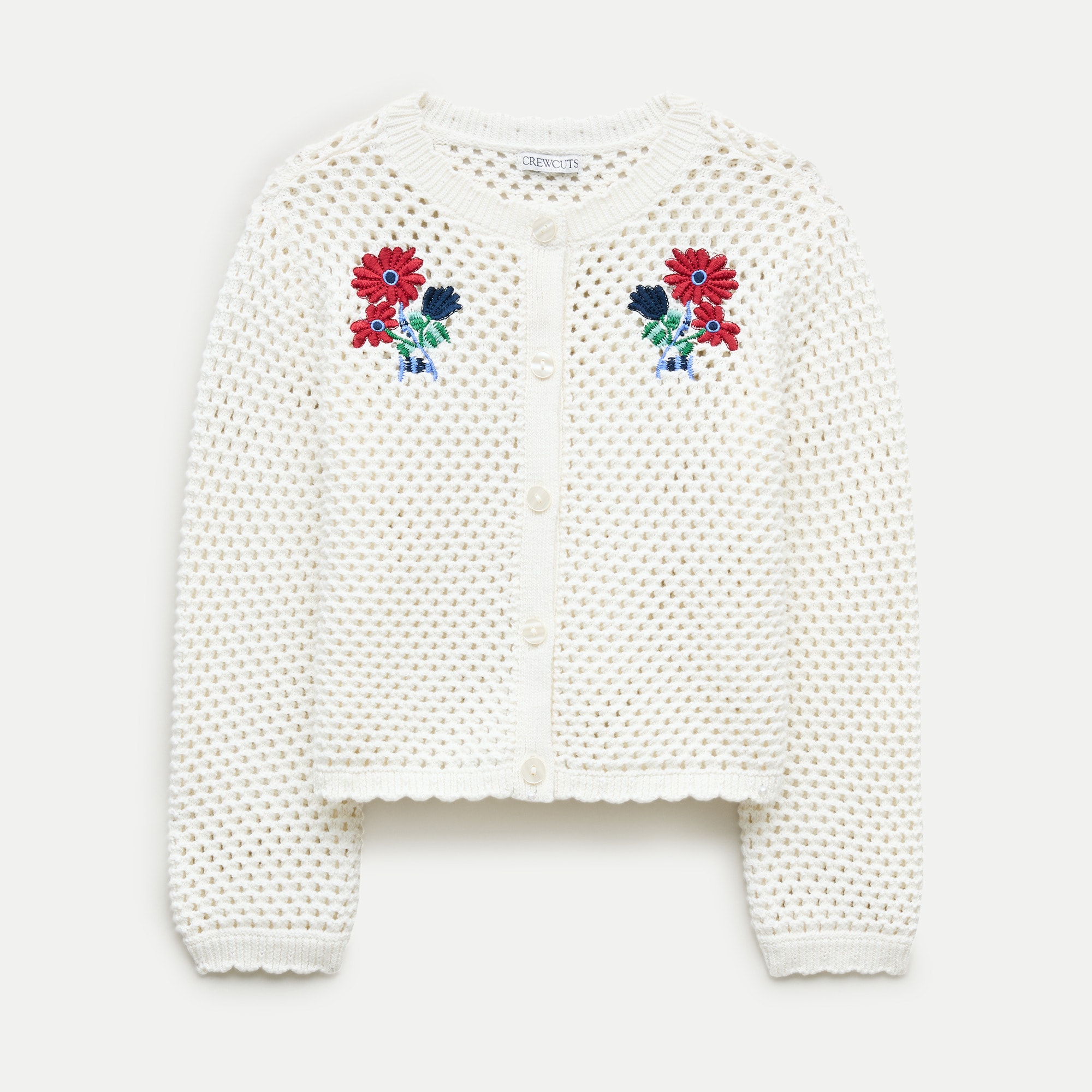 Girls' embroidered pointelle cardigan