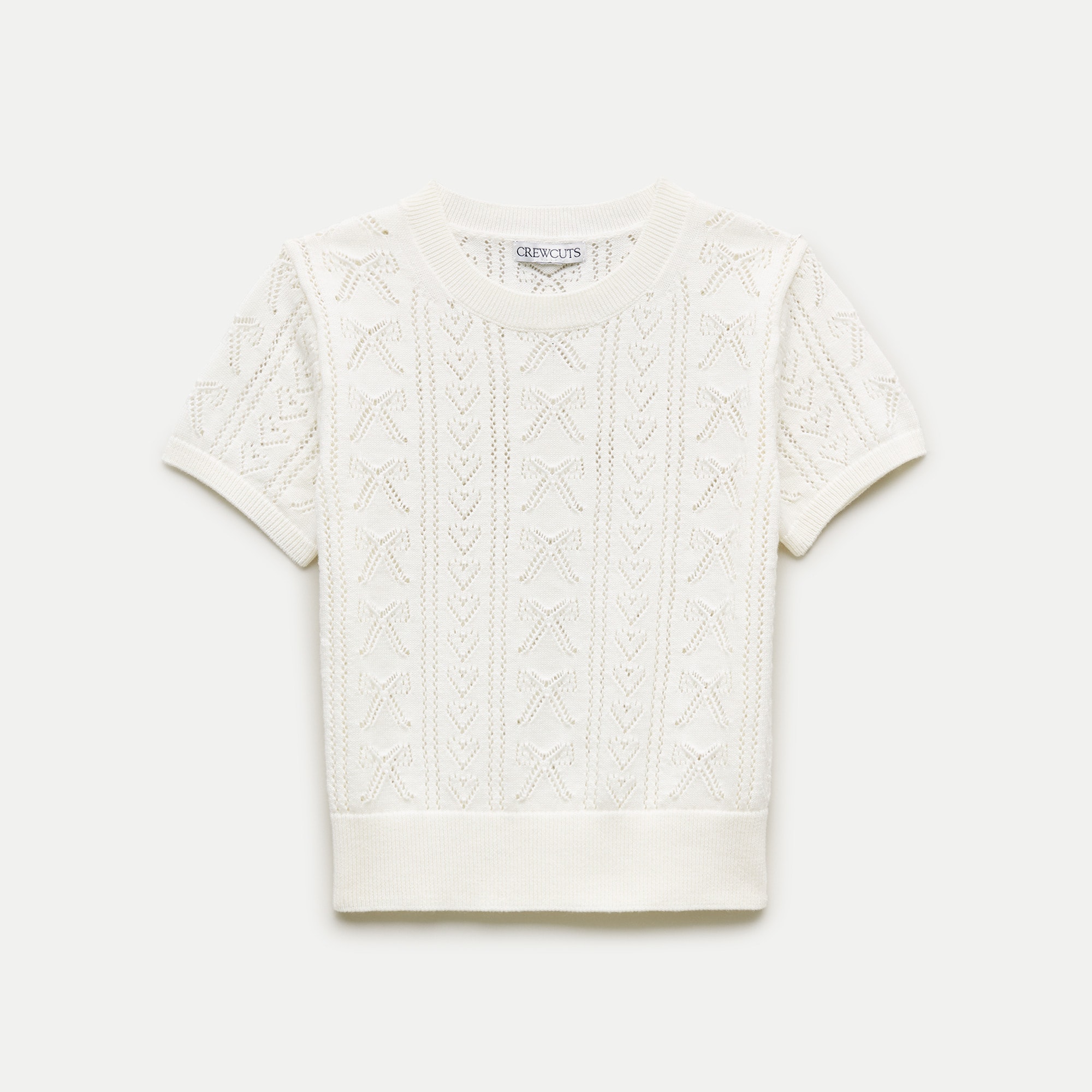 Girls' bow-pointelle sweater-tee