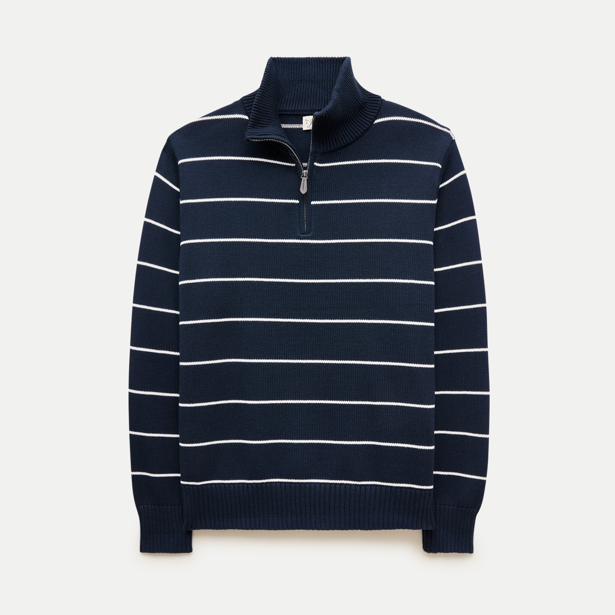 Heritage cotton quarter-zip sweater in stripe