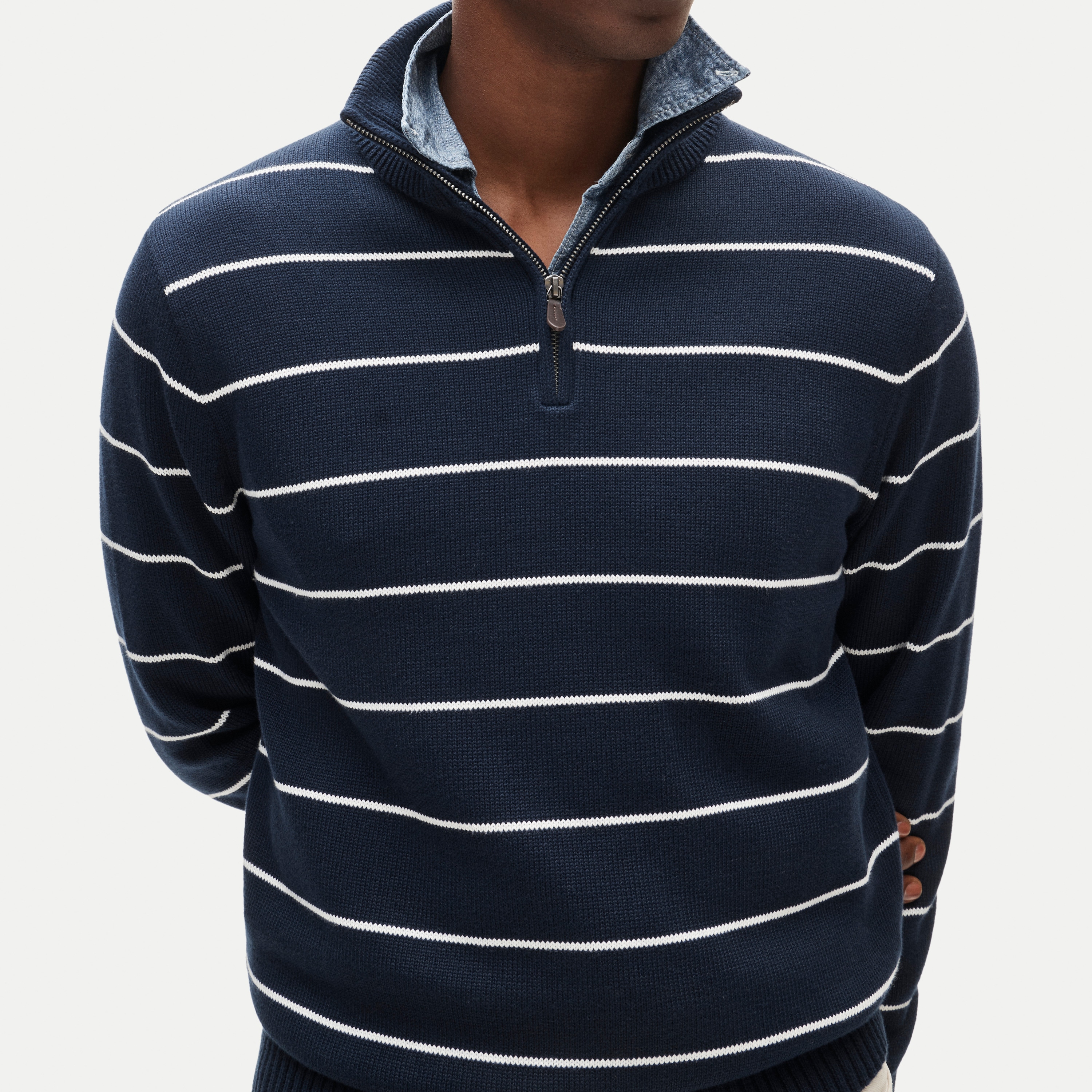 じーじ様 Heritage Cotton Quarter-zip Sweater In Stripe For Men | J.Crew