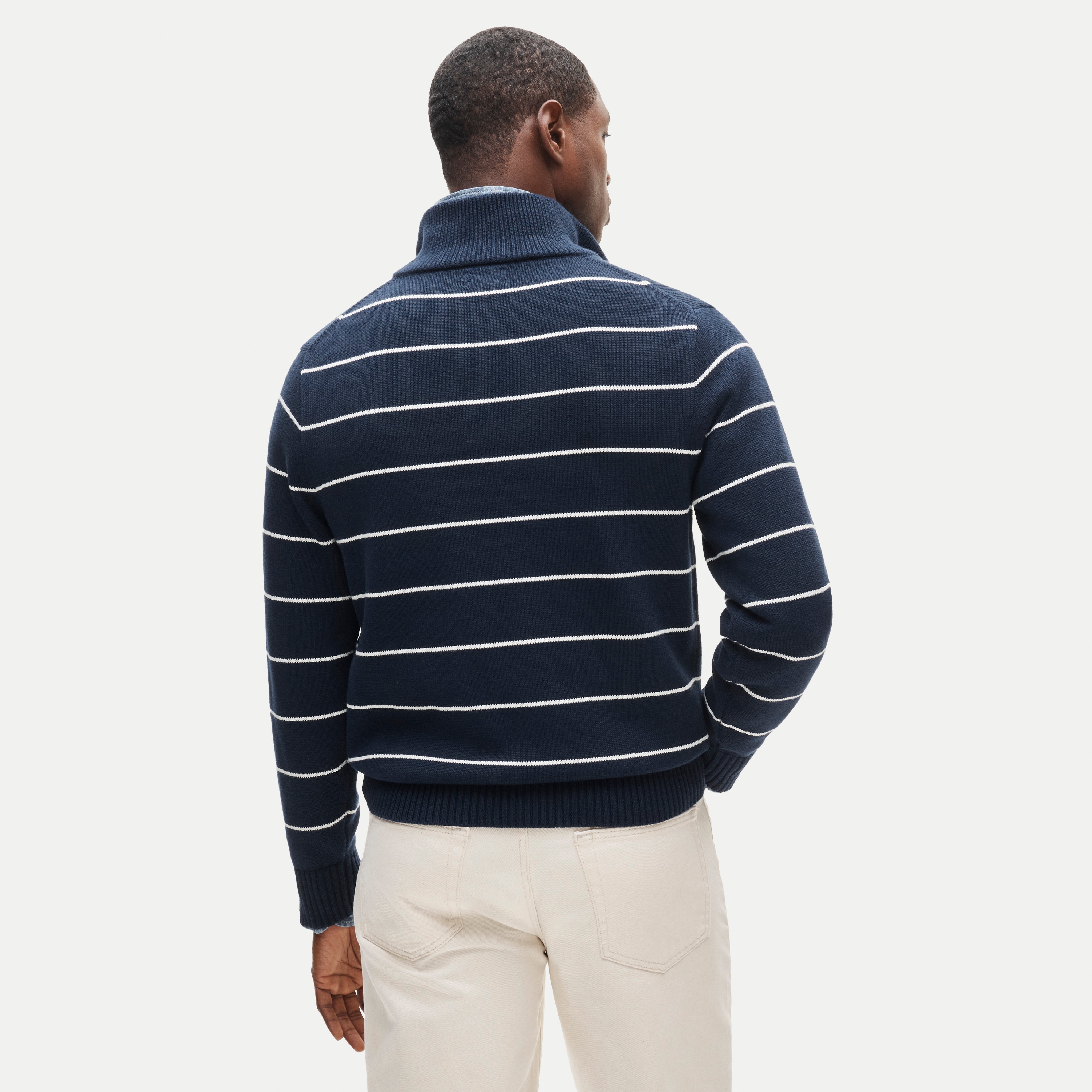 Heritage cotton quarter-zip sweater in stripe