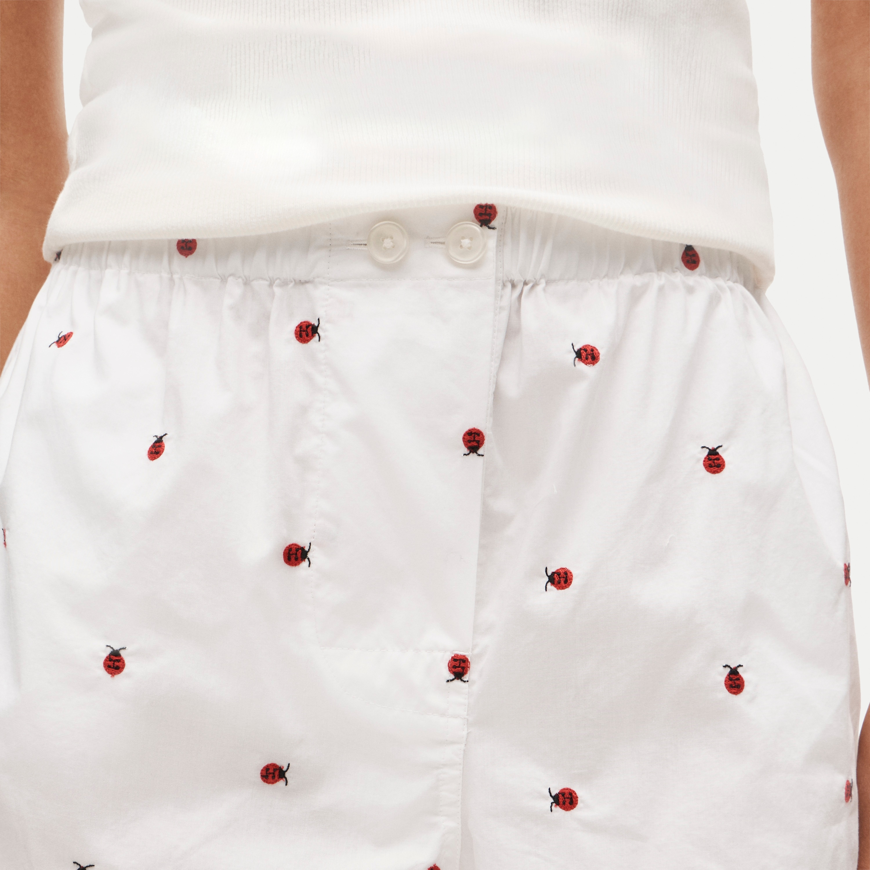 Ladybug embroidered boxer short in cotton poplin