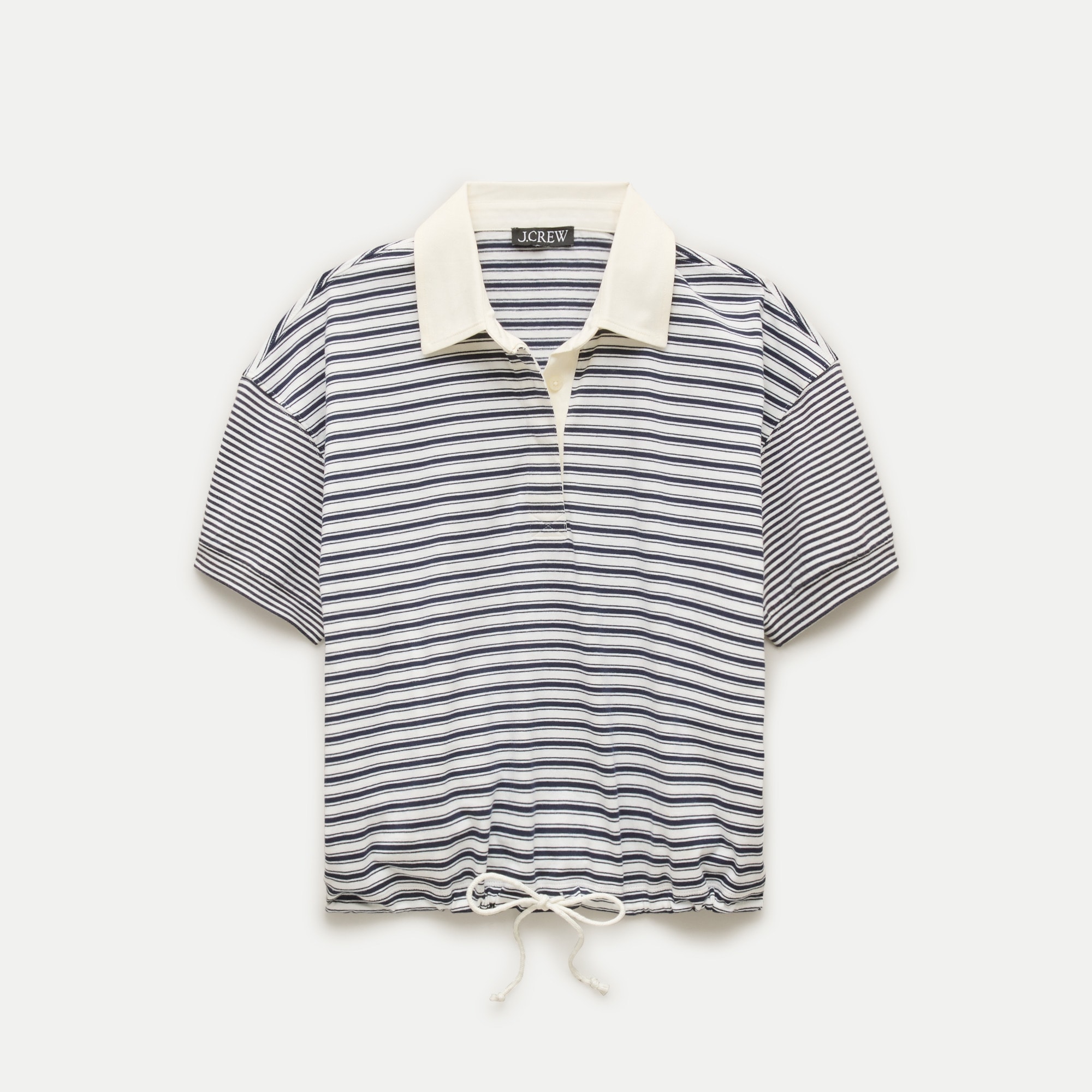 Boyfriend jersey drawstring-waist polo shirt in stripe