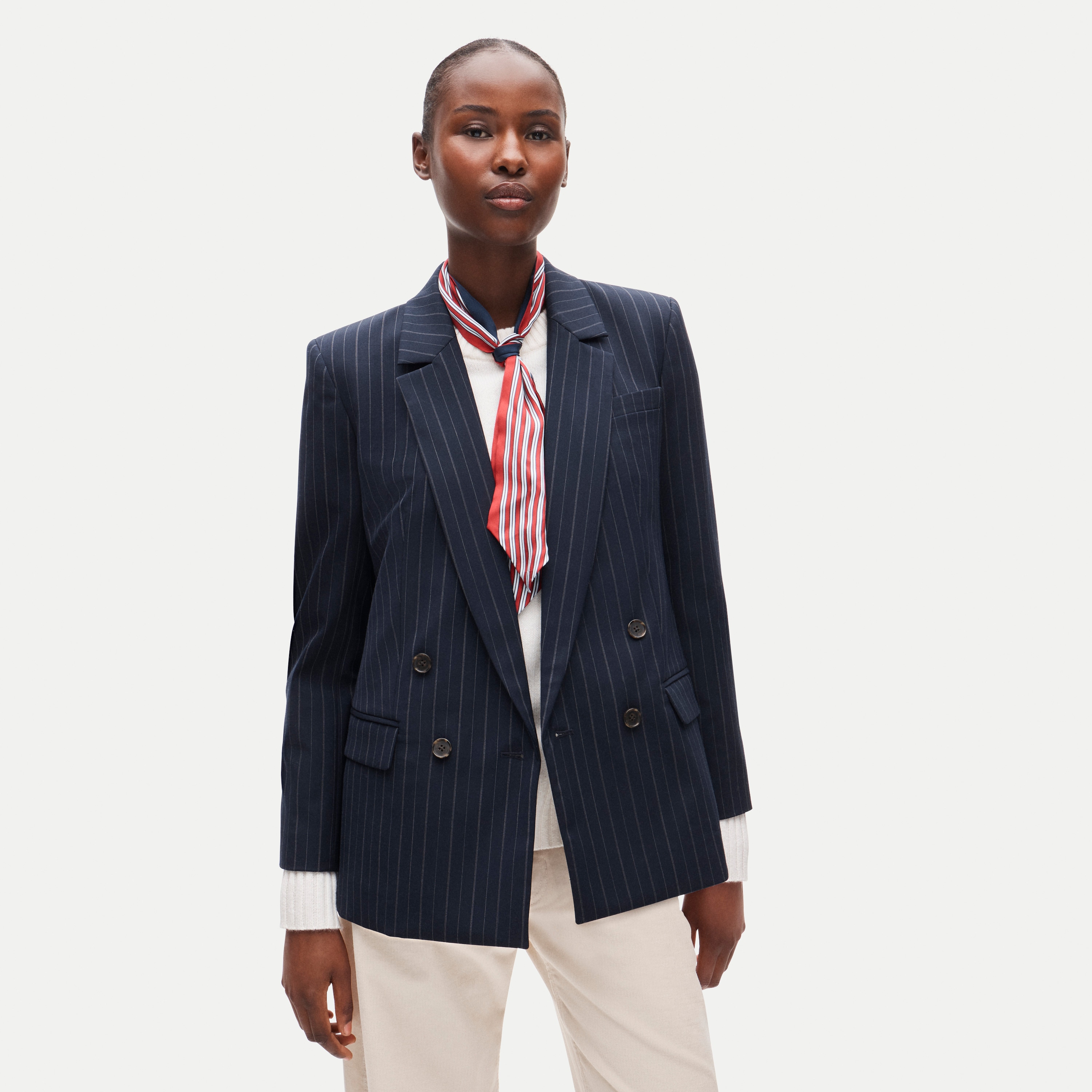 Skinny silk scarf in stripe - thumbnail 2