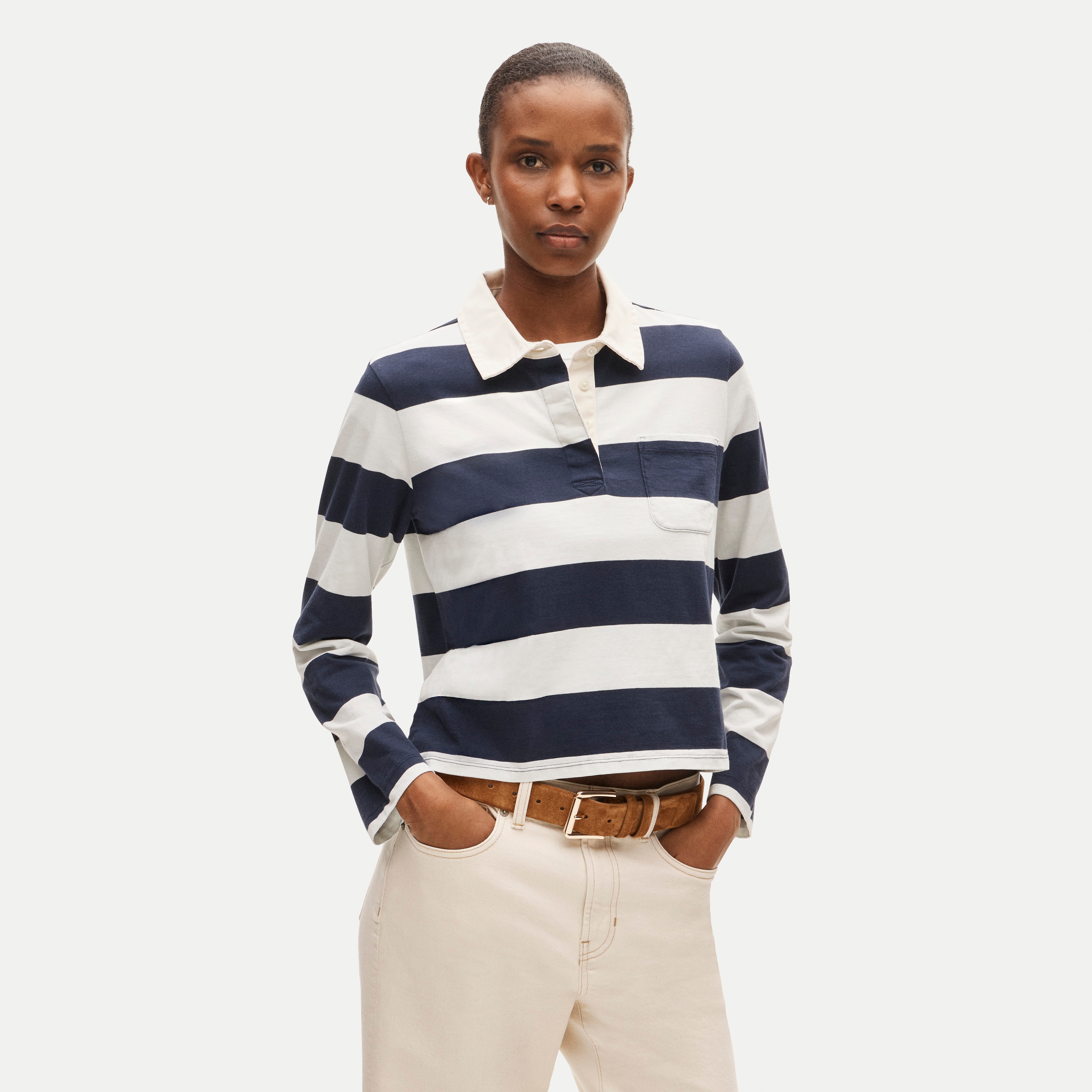 Boyfriend jersey rugby shirt in stripe