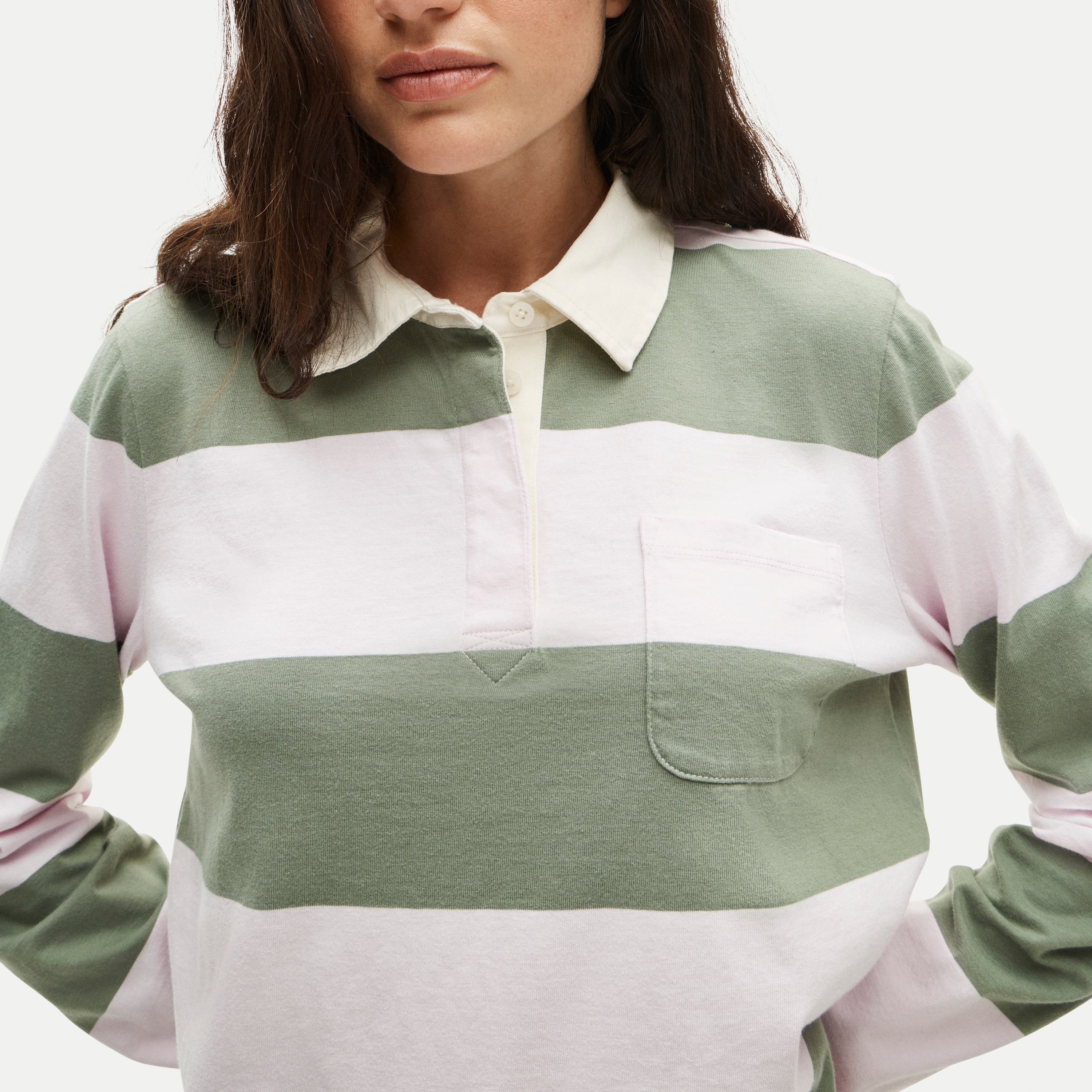 Boyfriend jersey cropped rugby shirt in stripe
