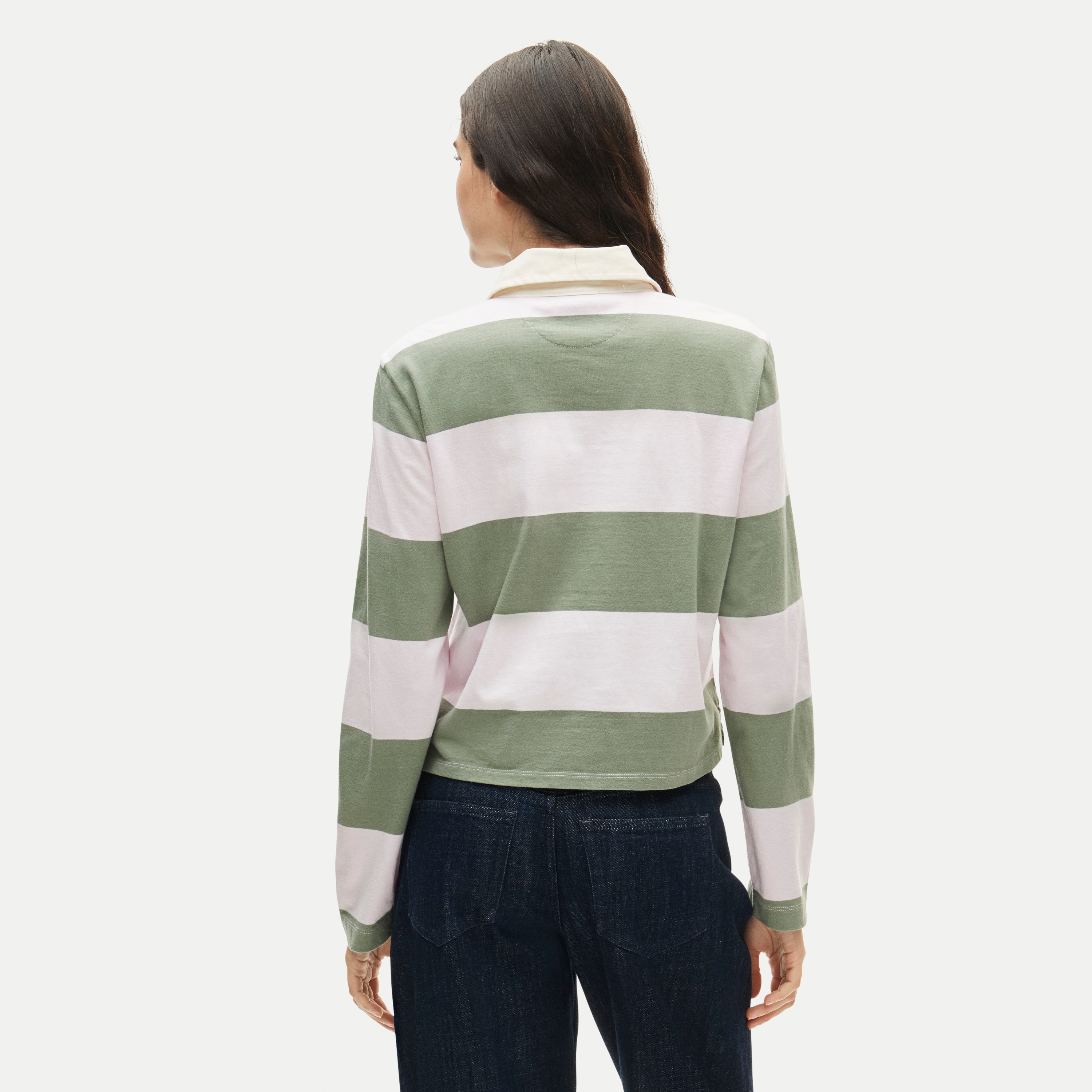 Boyfriend jersey cropped rugby shirt in stripe
