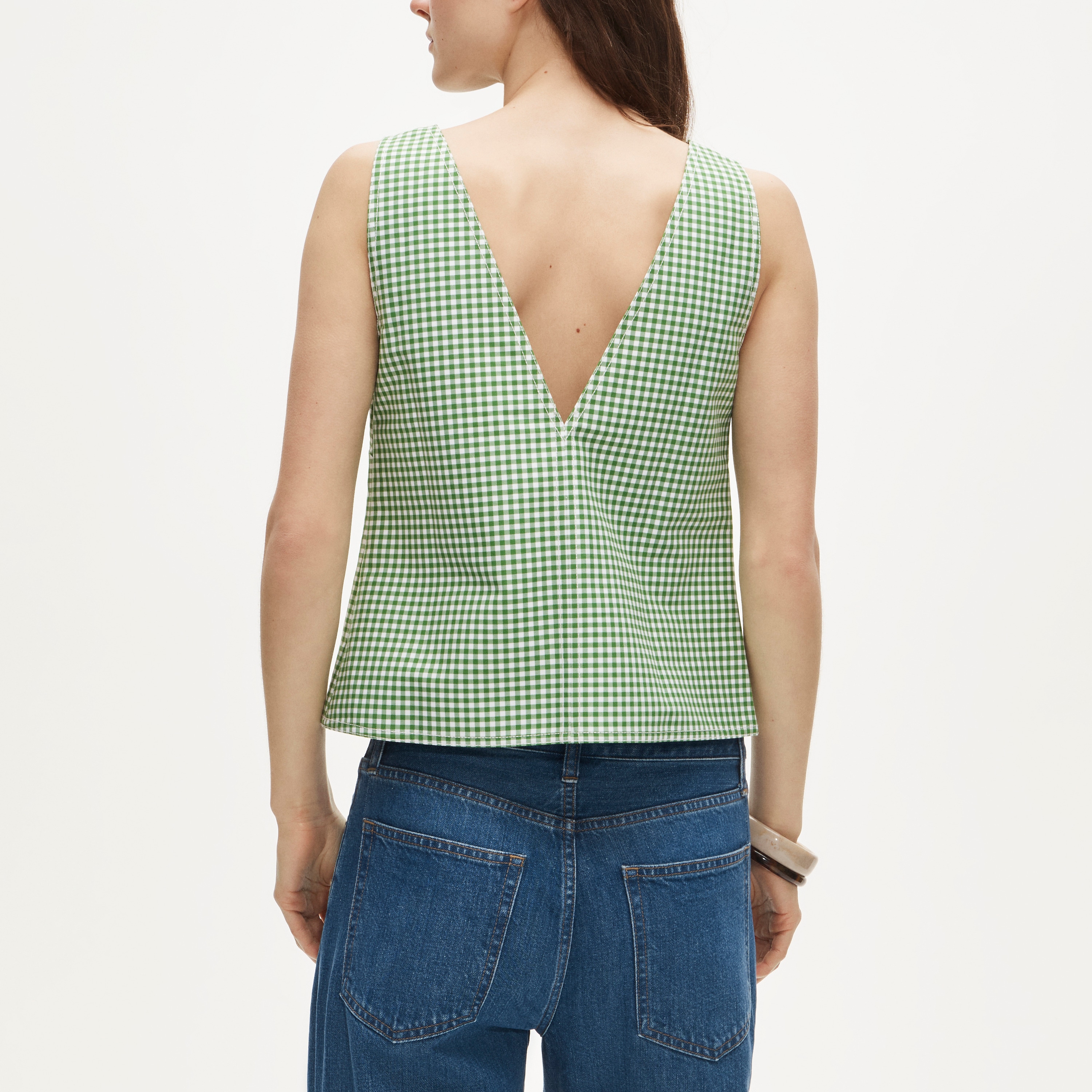 Shell top in gingham double cotton poplin