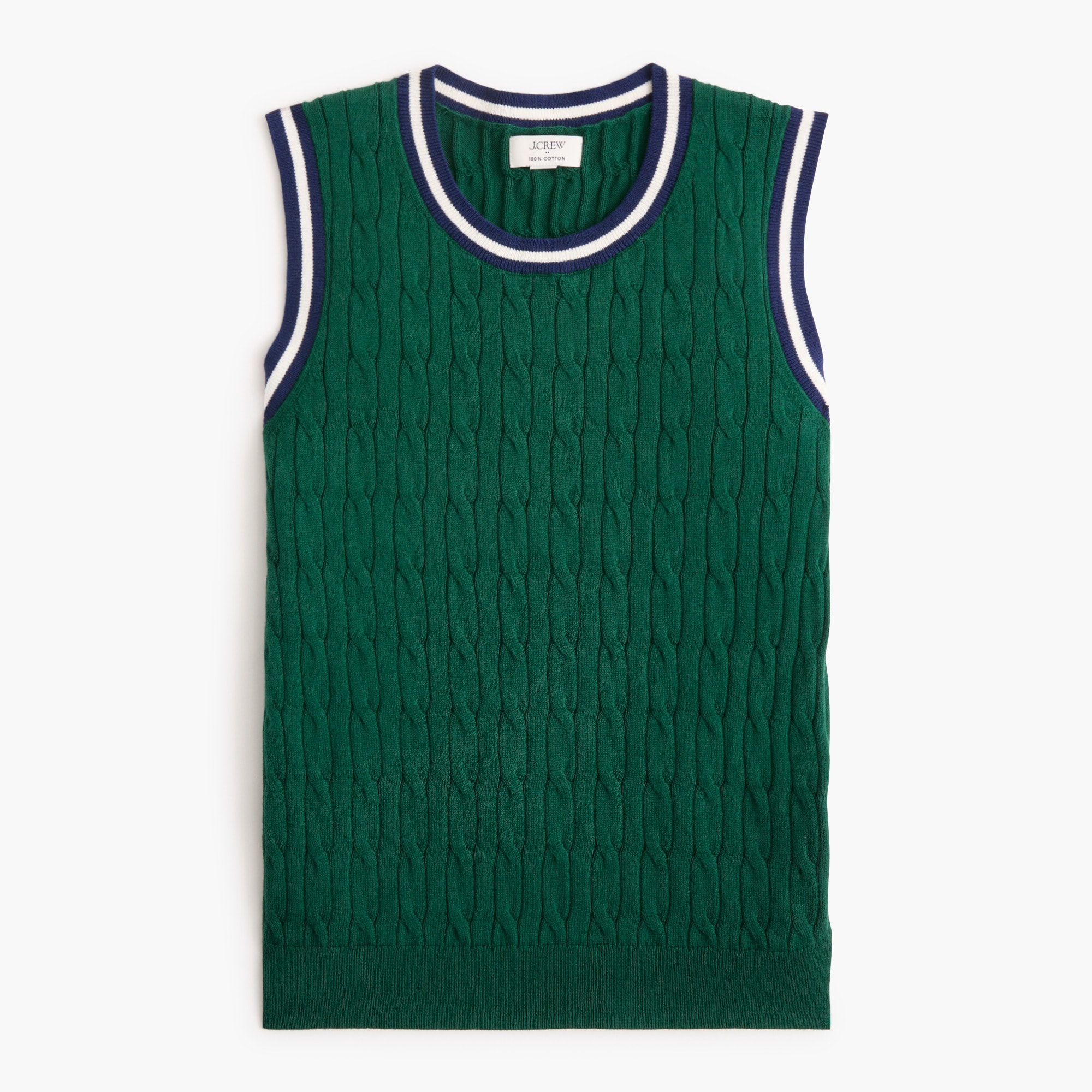 100% cotton tipped cable-knit sweater shell