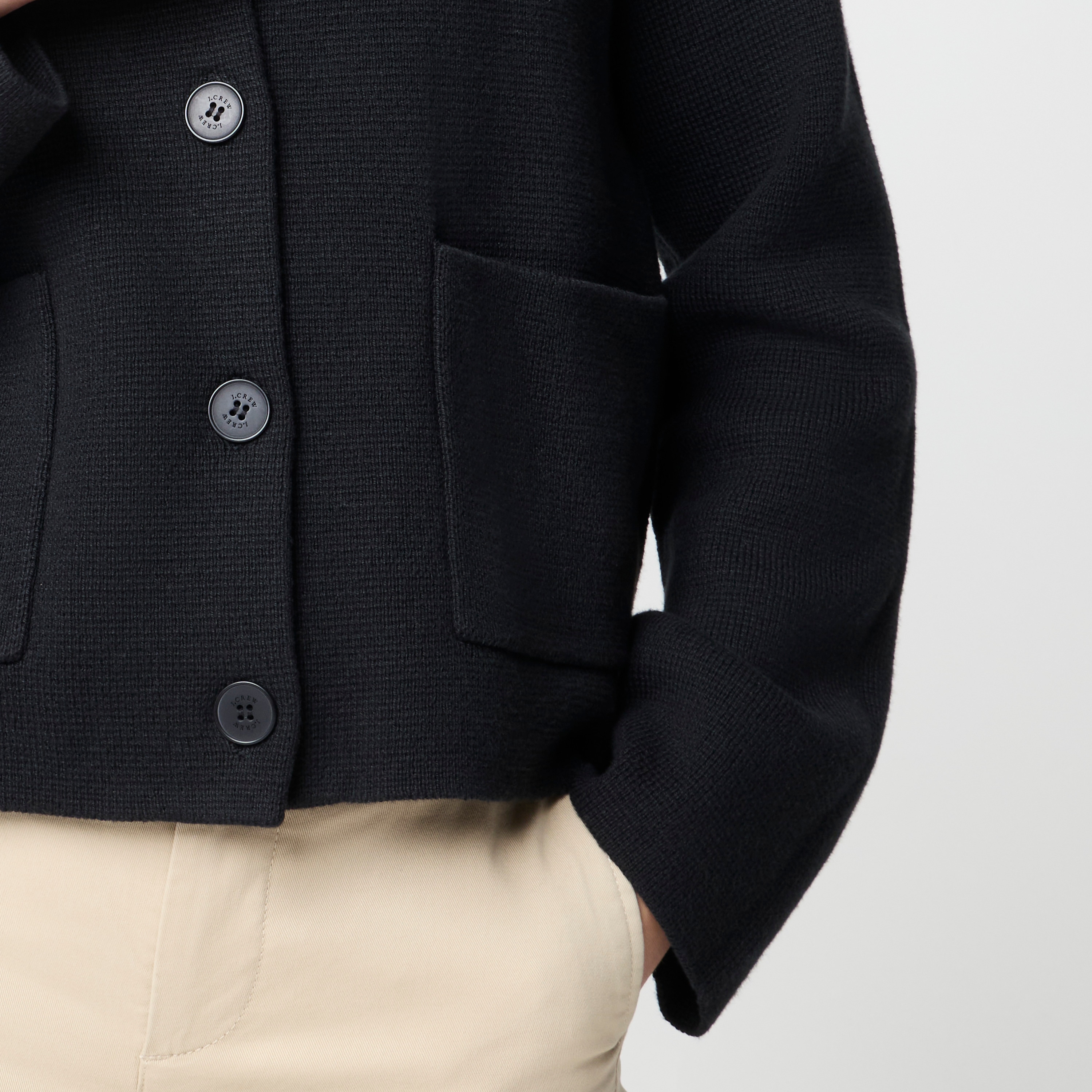 Cotton sweater-jacket with pockets