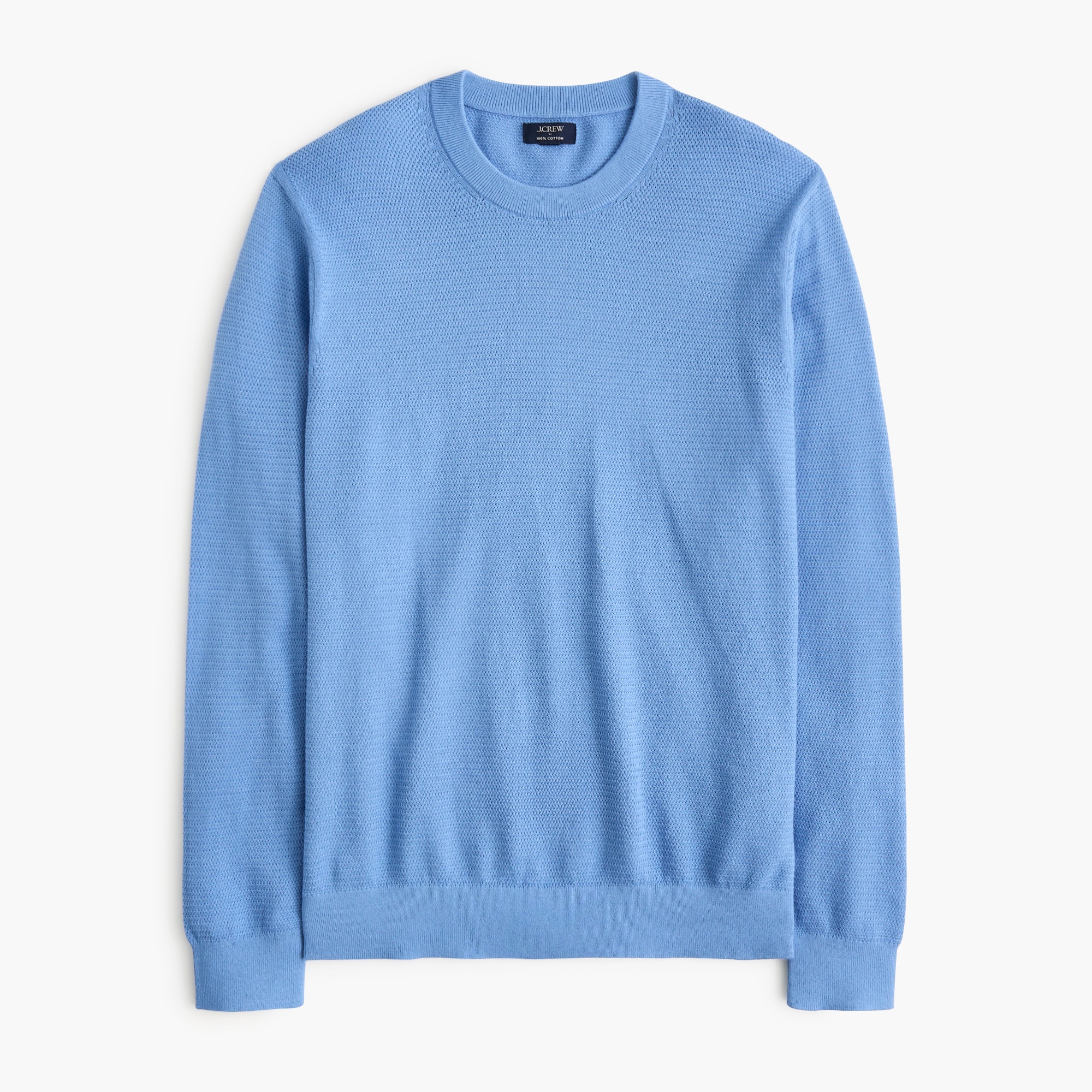 Cotton basketweave crewneck sweater
