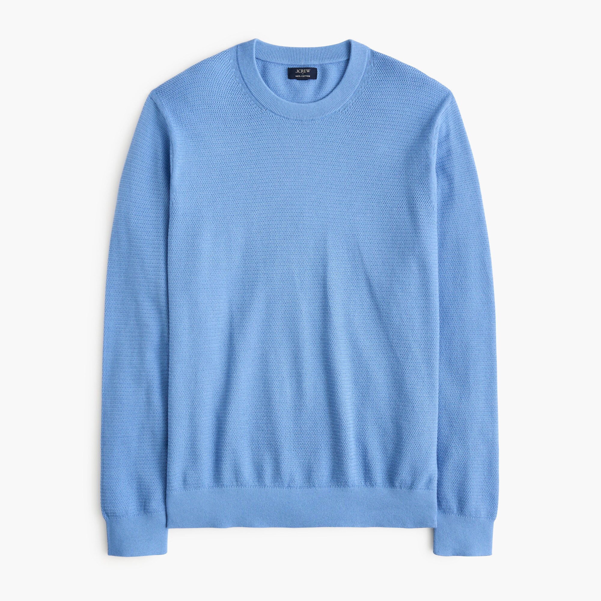 100% cotton basketweave crewneck sweater