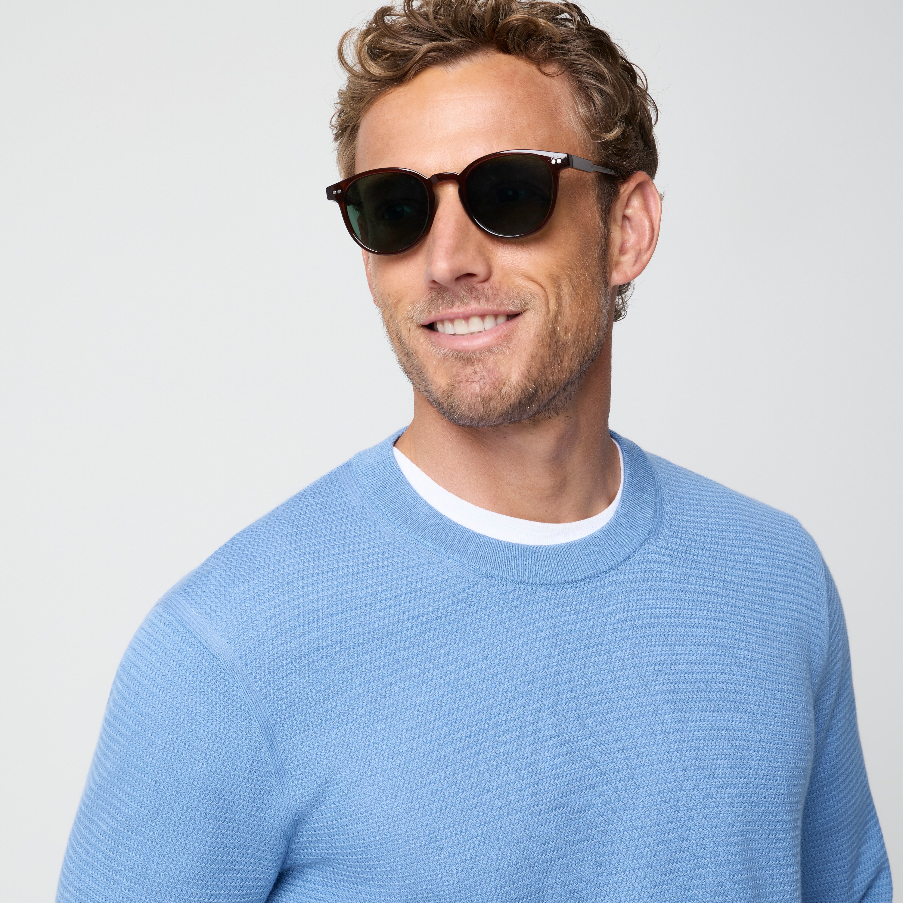 100% cotton basketweave crewneck sweater