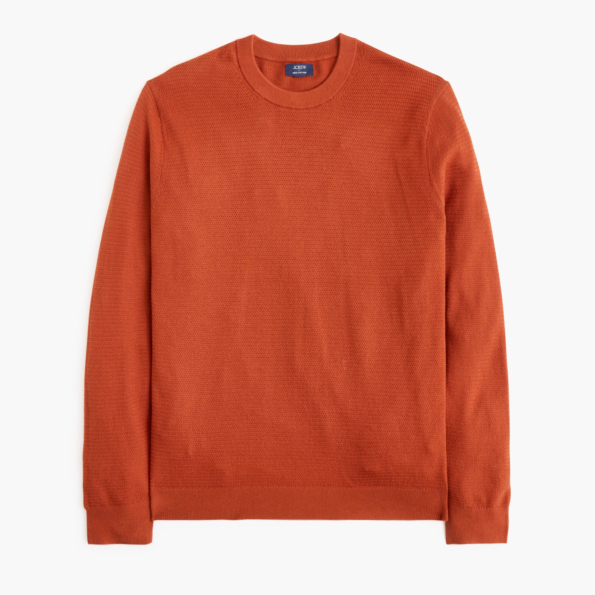 100% cotton basketweave crewneck sweater