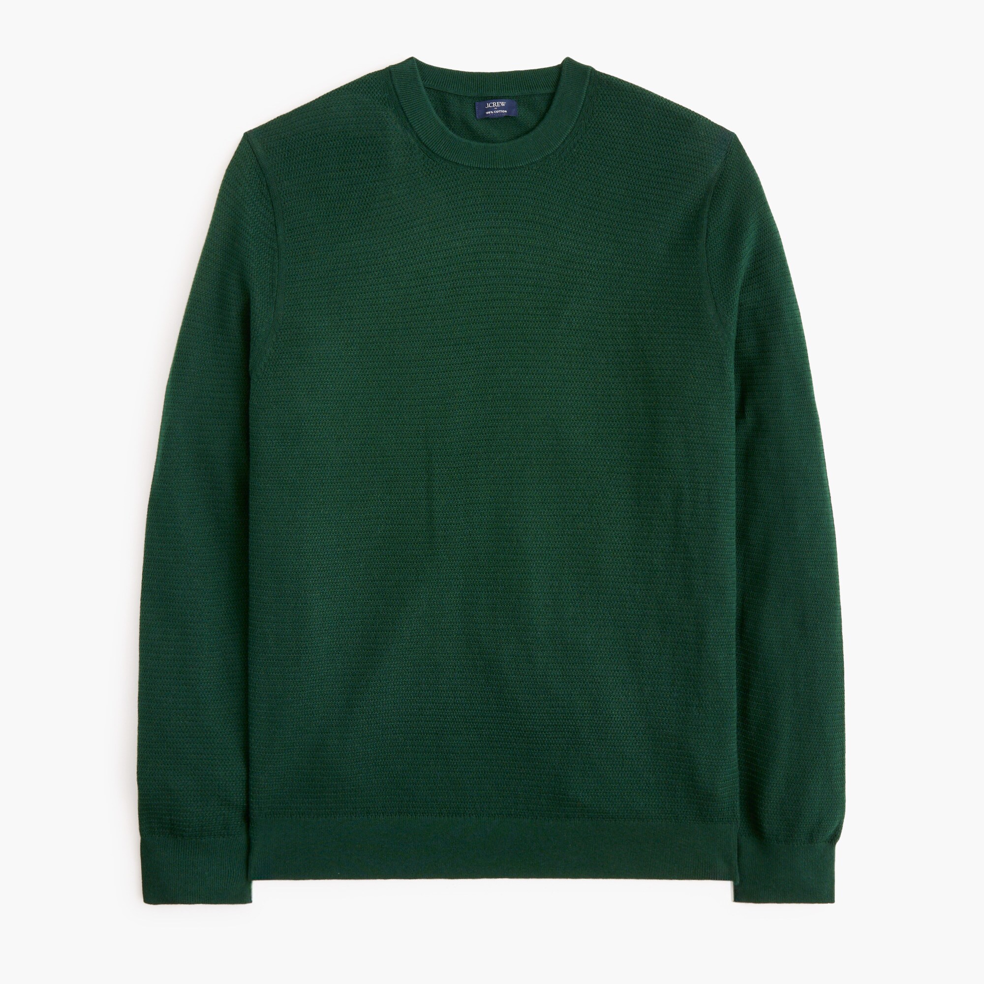 100% cotton basketweave crewneck sweater