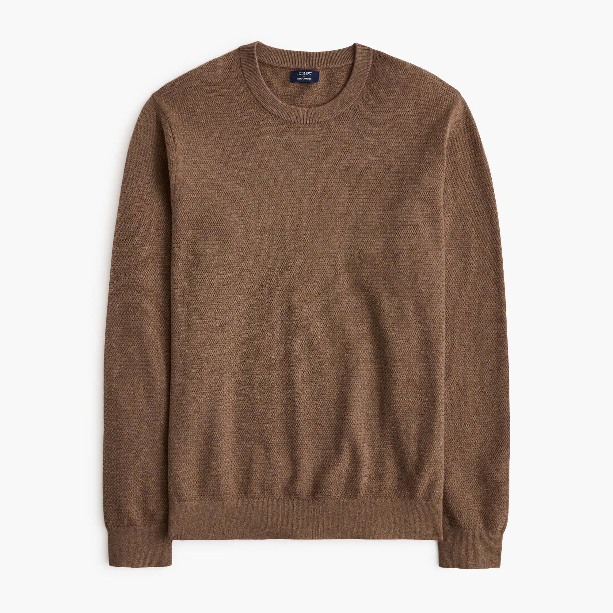 100% cotton basketweave crewneck sweater