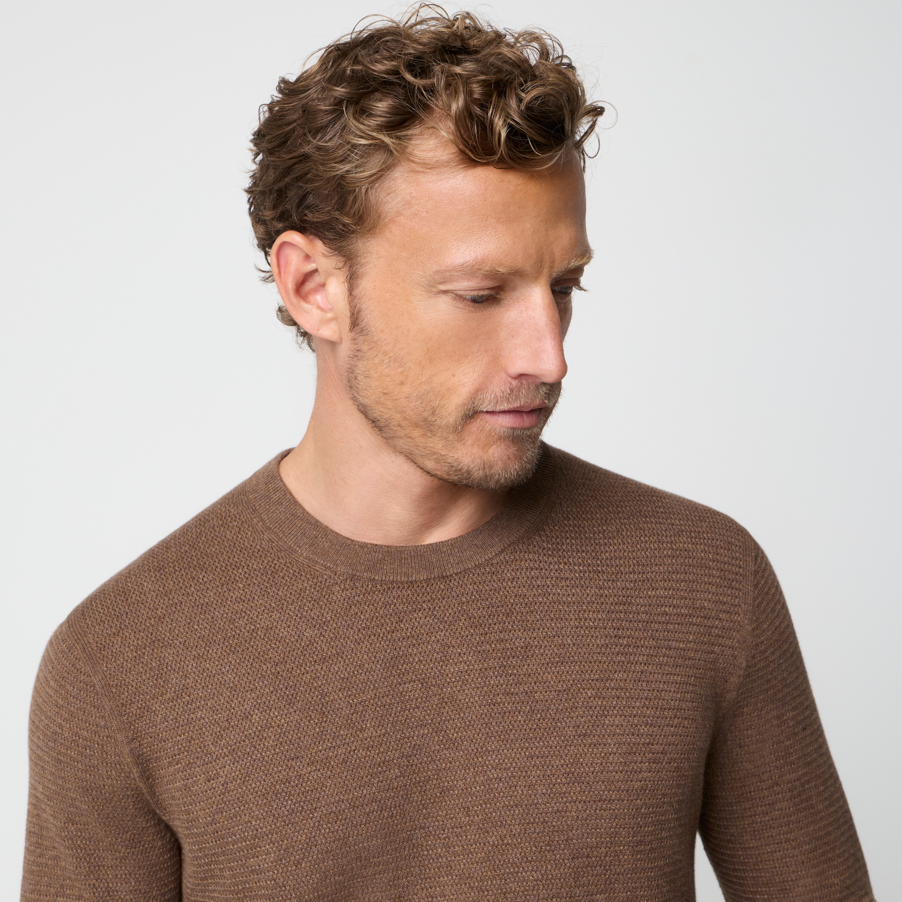 100% cotton basketweave crewneck sweater
