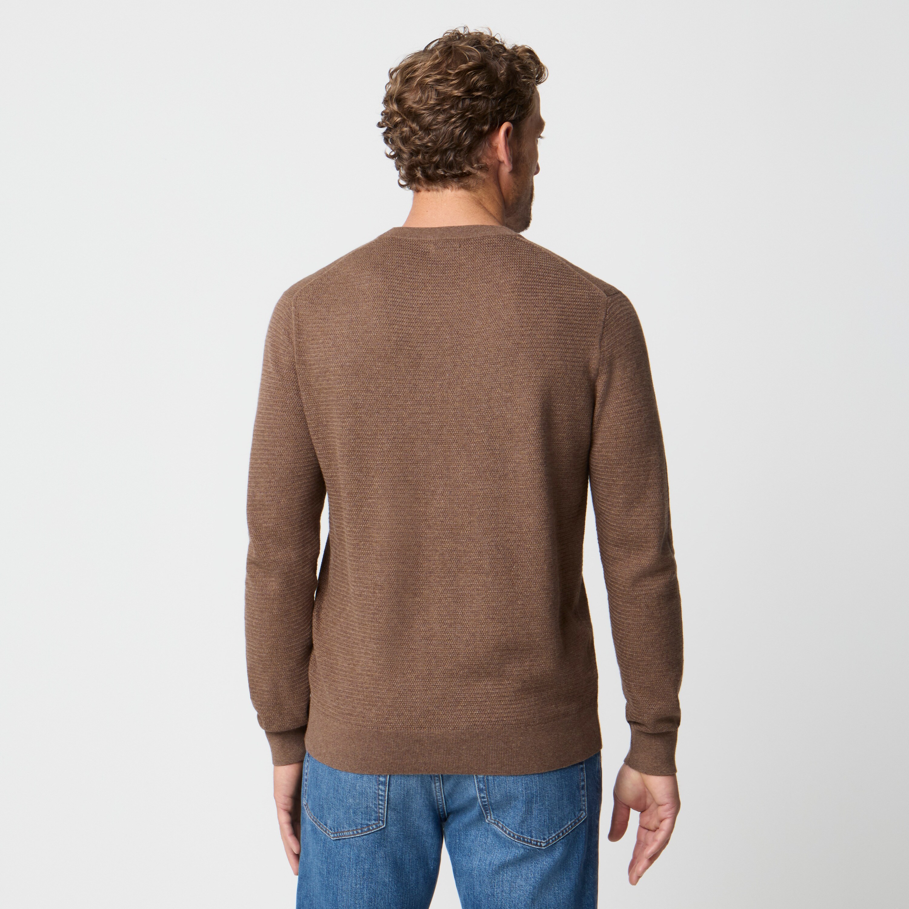 100% cotton basketweave crewneck sweater