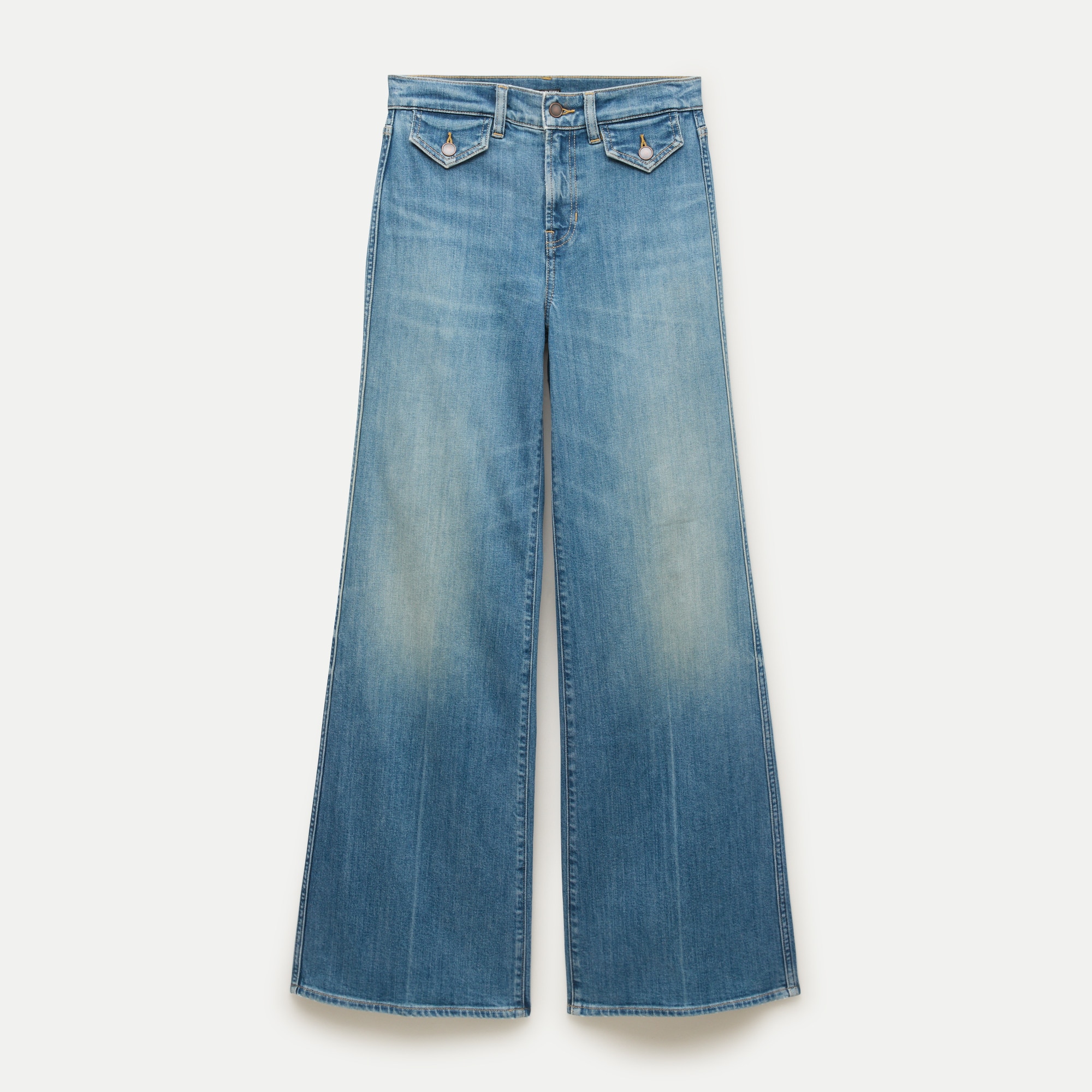 High-waisted denim trouser jean with flap pockets