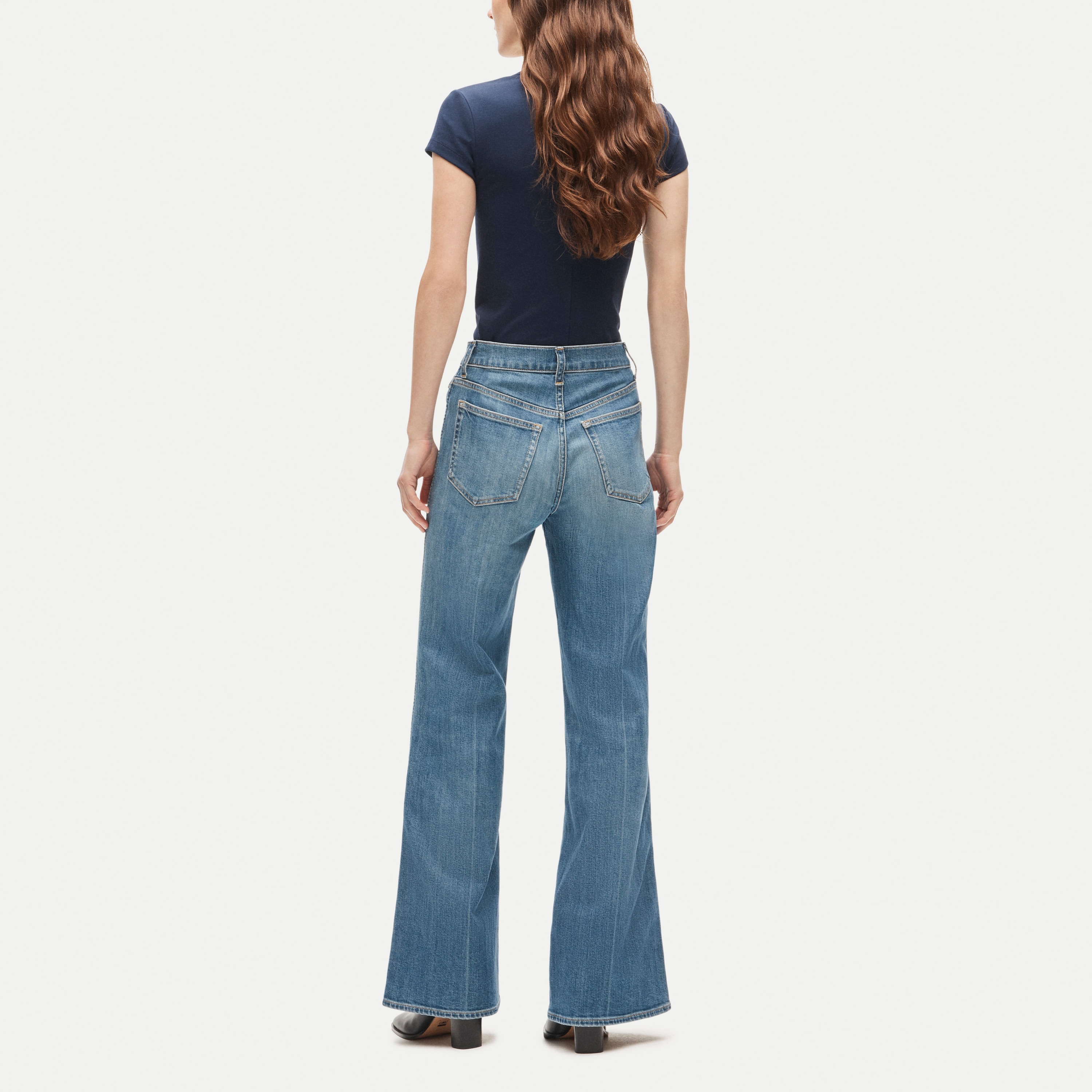 High-waisted denim trouser jean with flap pockets