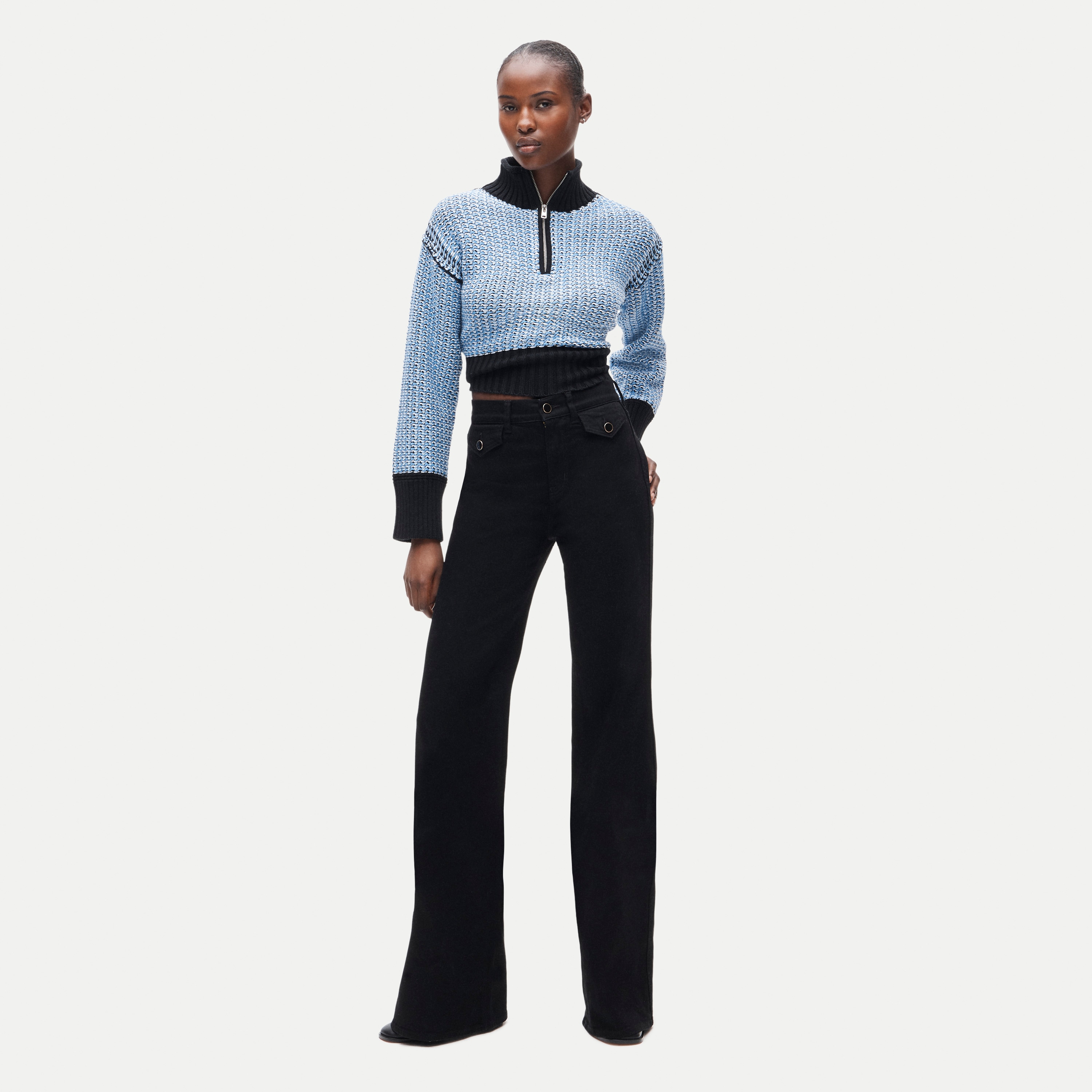 Denim trouser jean with flap pockets