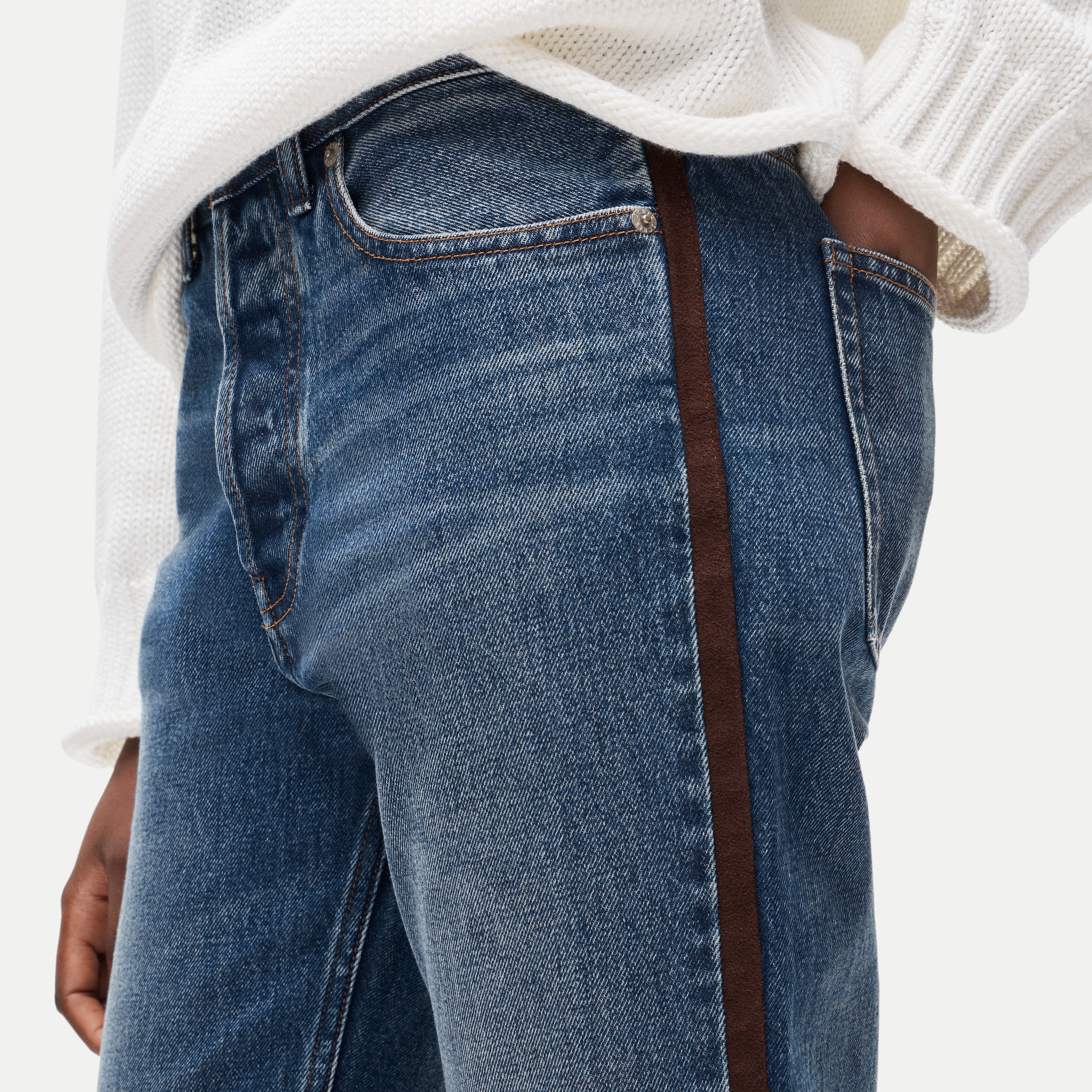 Jesse relaxed-straight jean with suede stripe