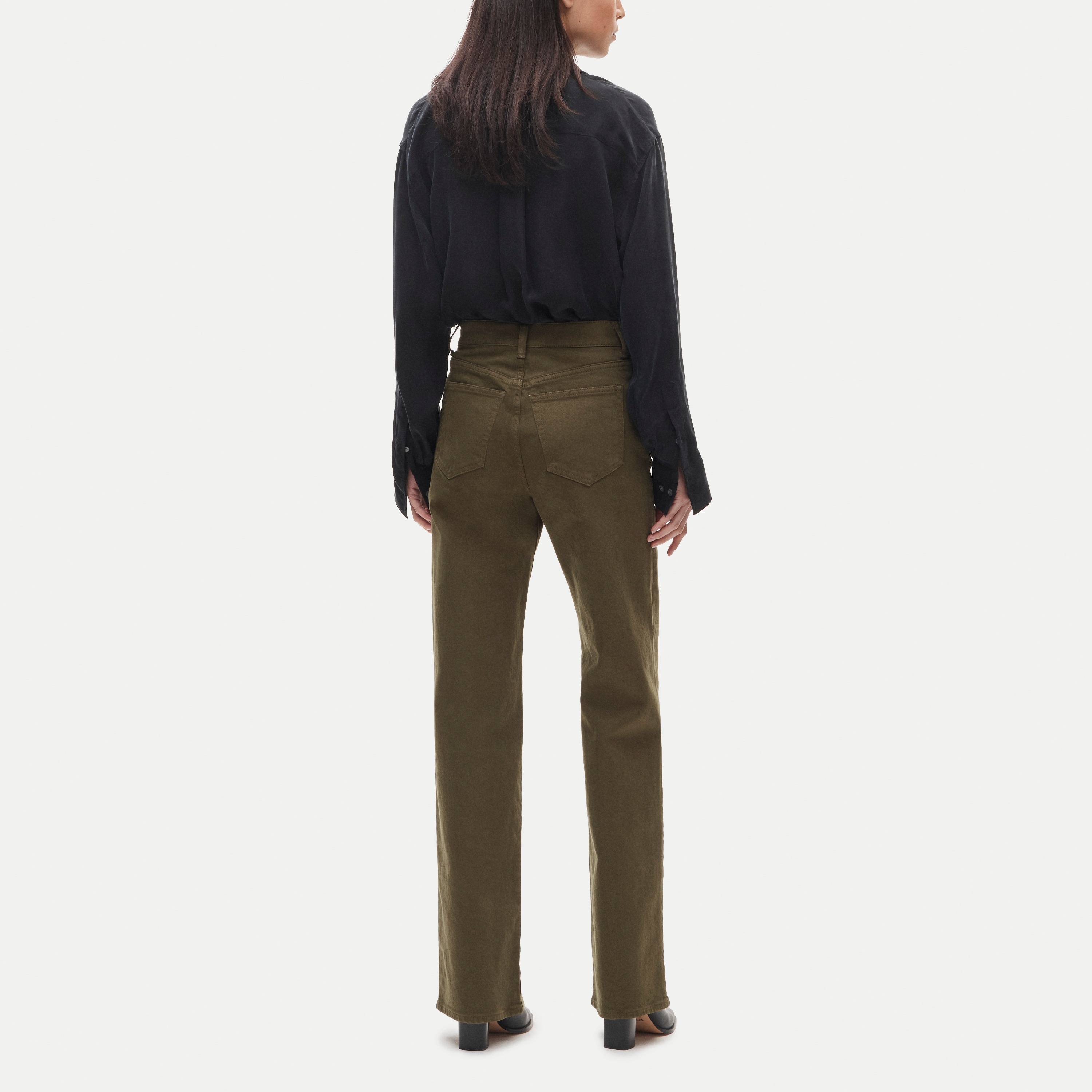 Full-length slim-wide jean in garment dye