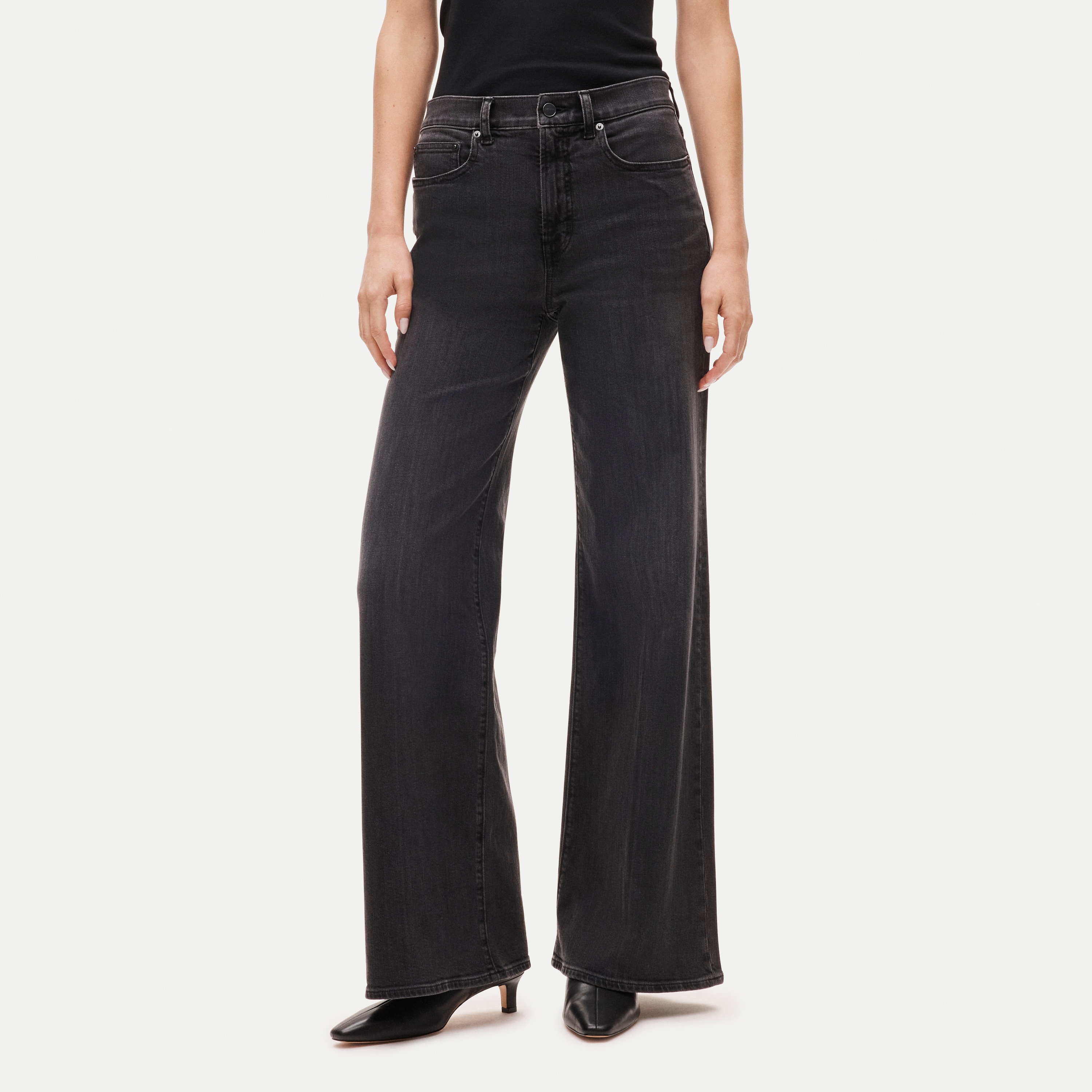 High-waisted denim trouser jean