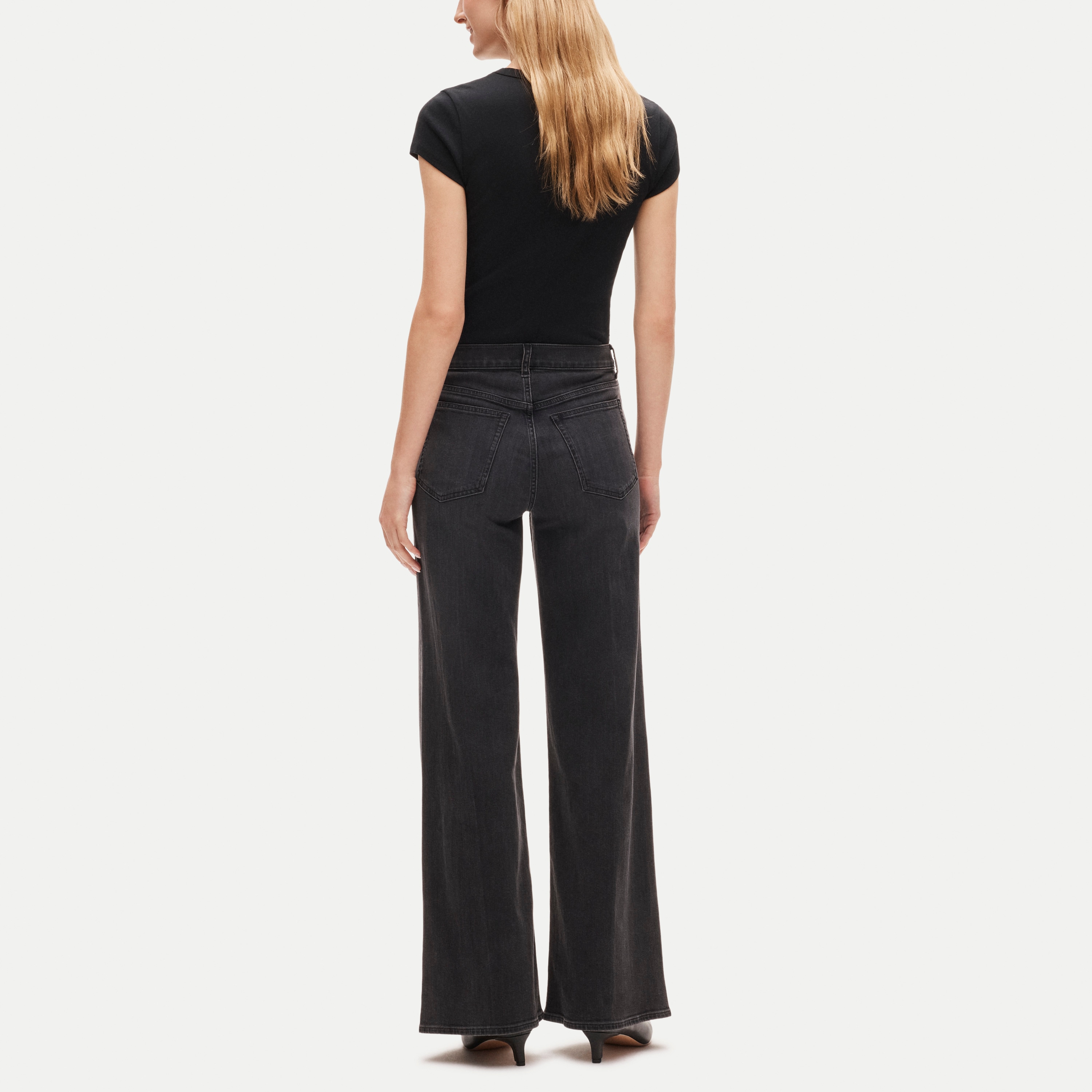 High-waisted denim trouser jean
