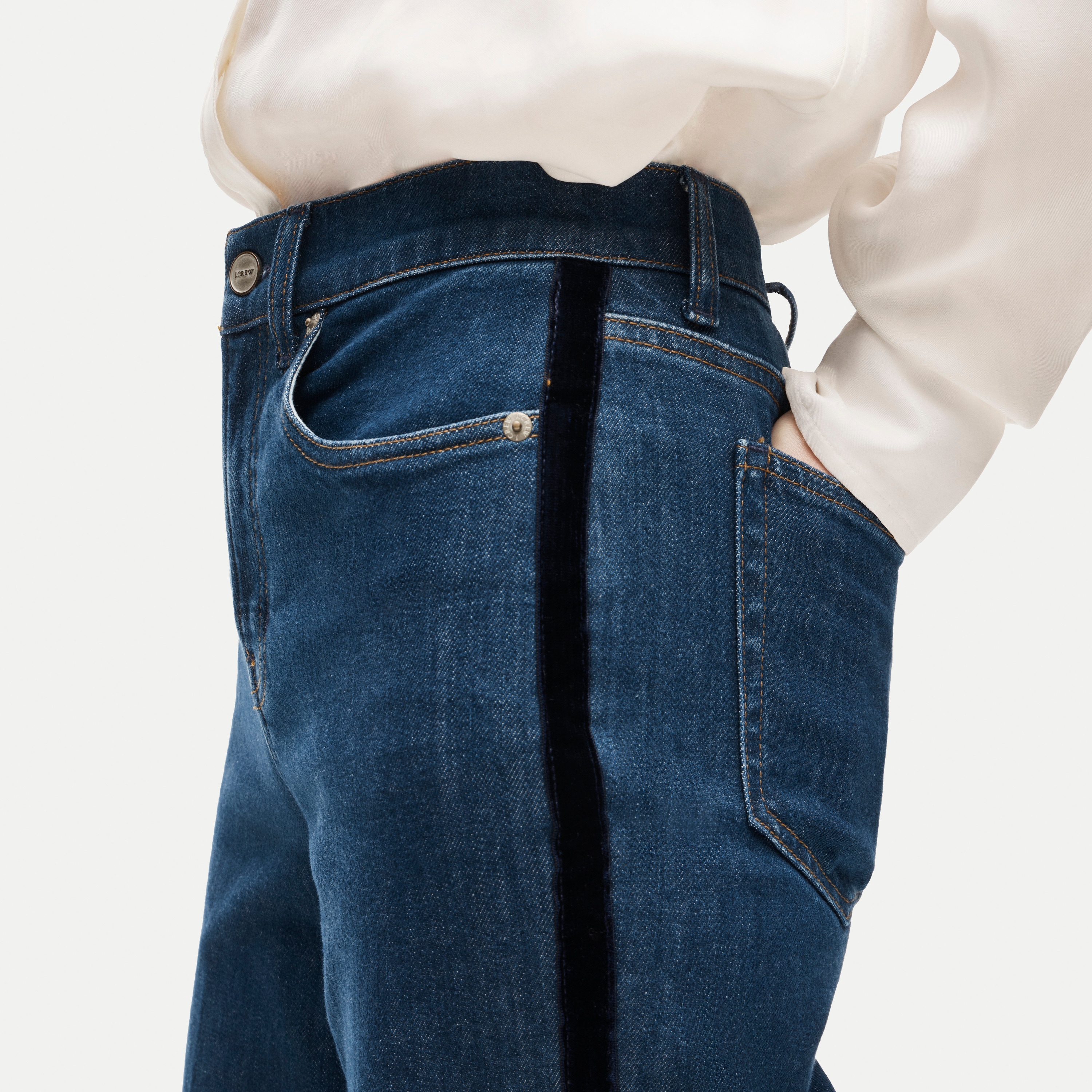 Denim trouser jean with corduroy stripe