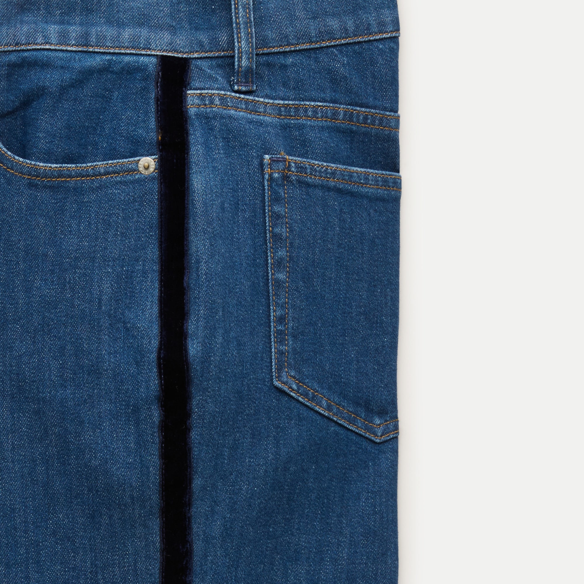 Denim trouser jean with corduroy stripe