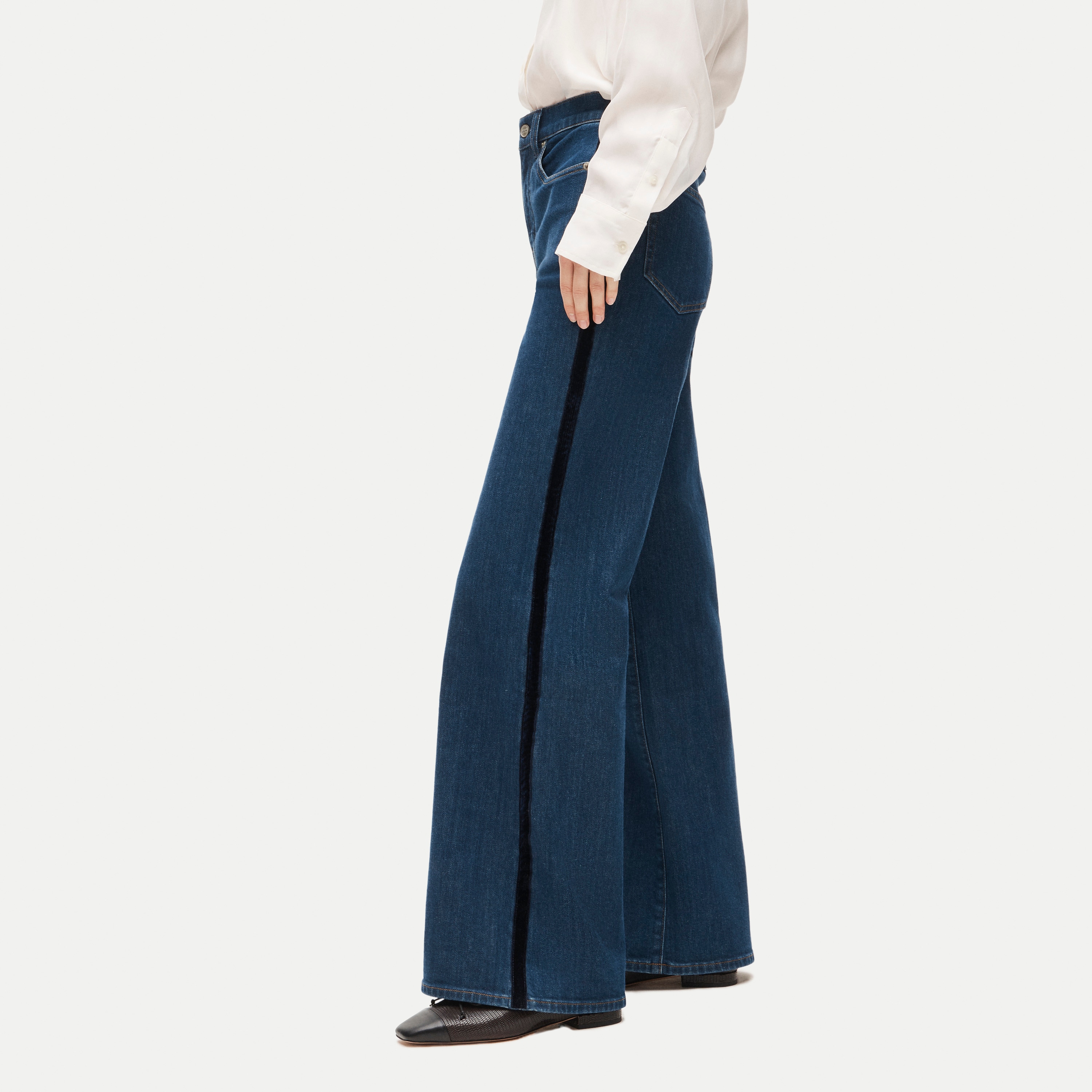 Denim trouser jean with corduroy stripe