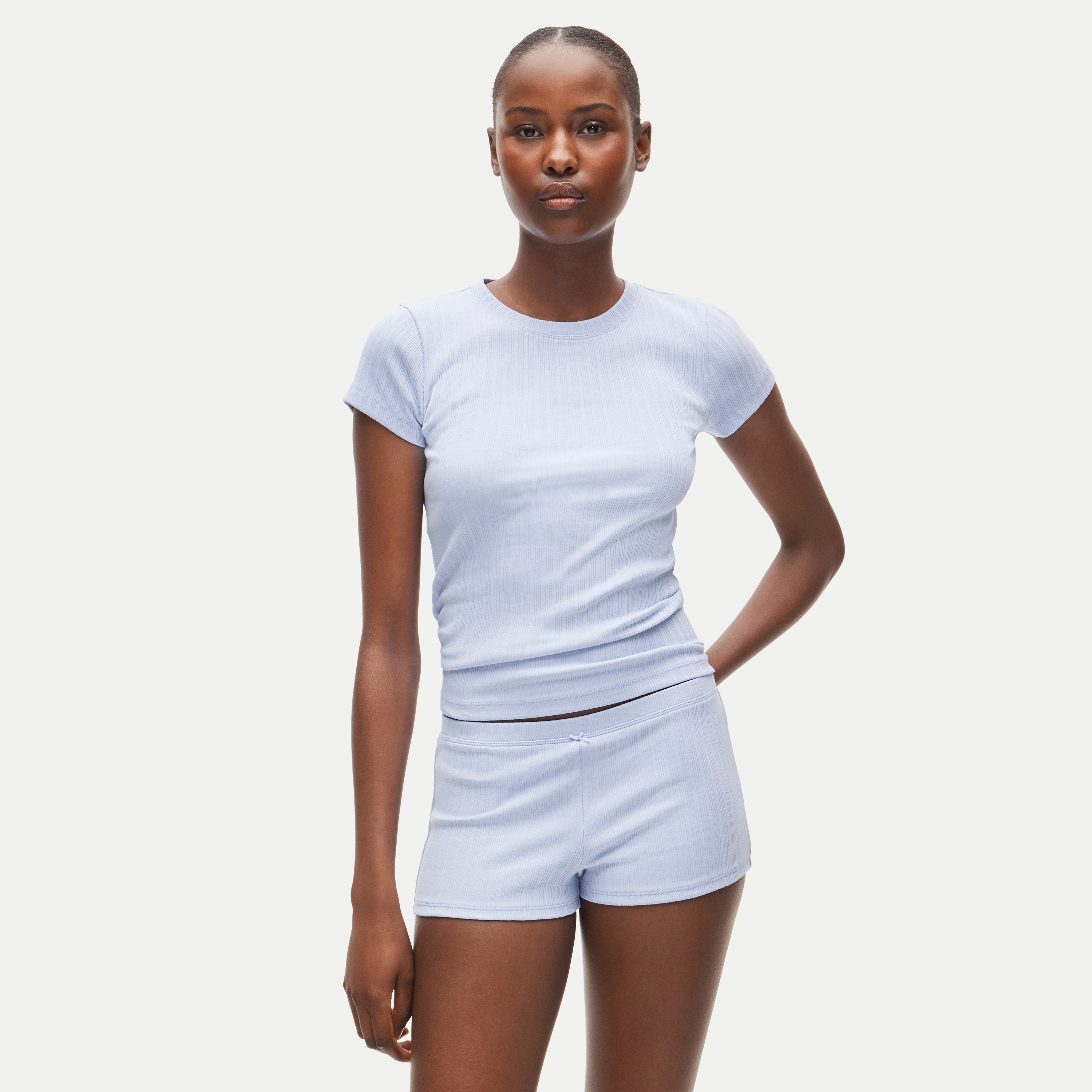 Cotton rib pajama short set