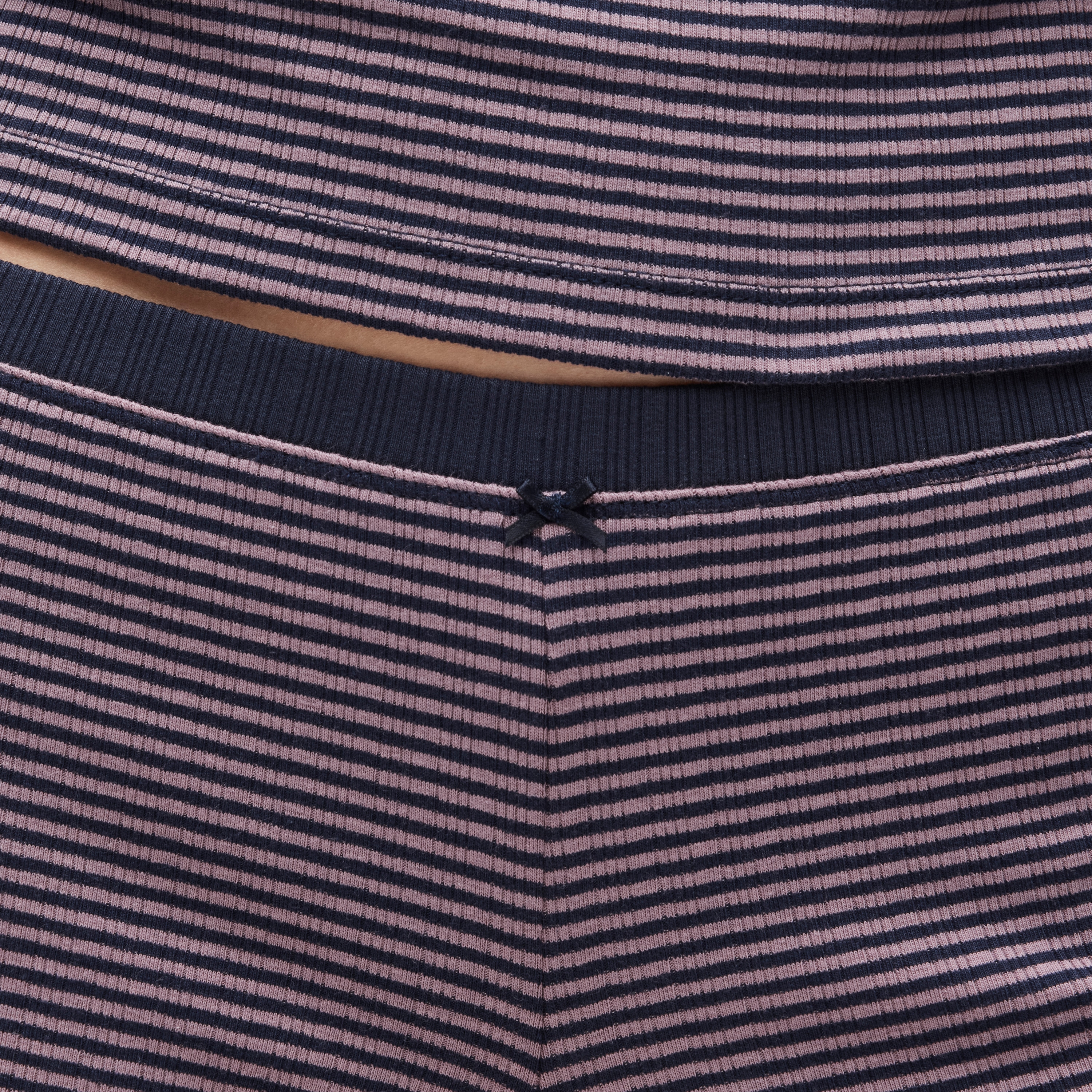 Cotton rib pajama short set in stripe
