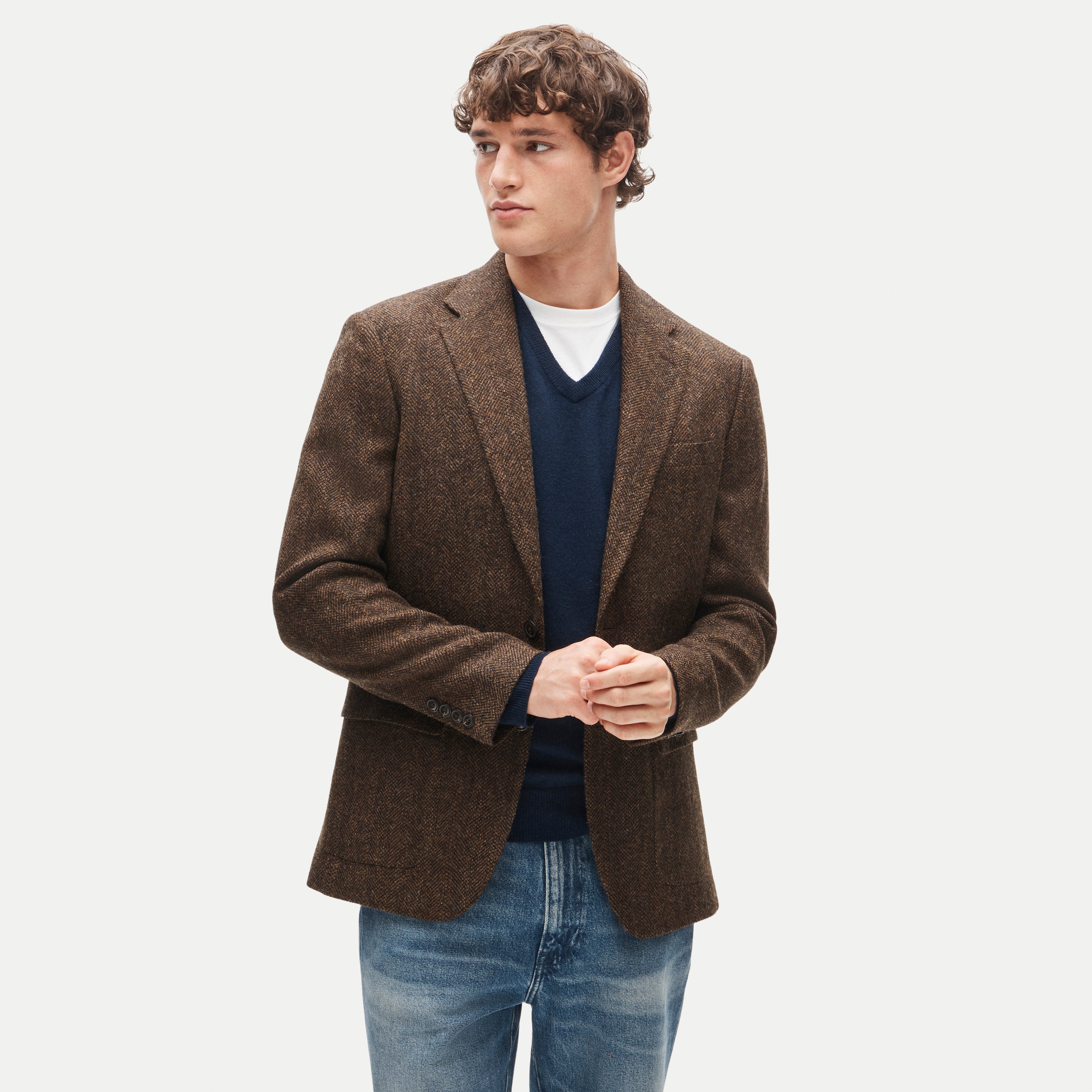 Sportcoat in English broken herringbone wool