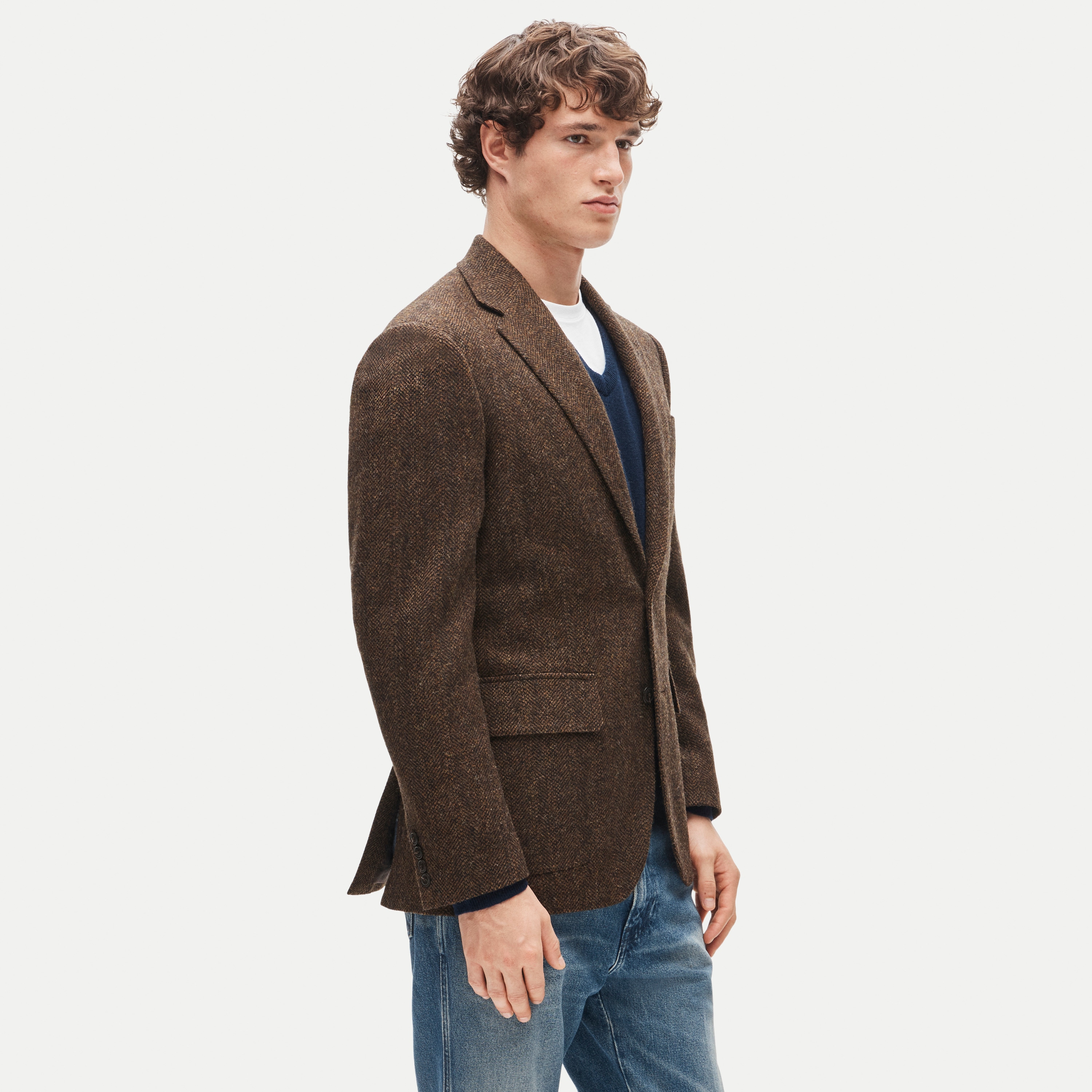 Sportcoat in English broken herringbone wool