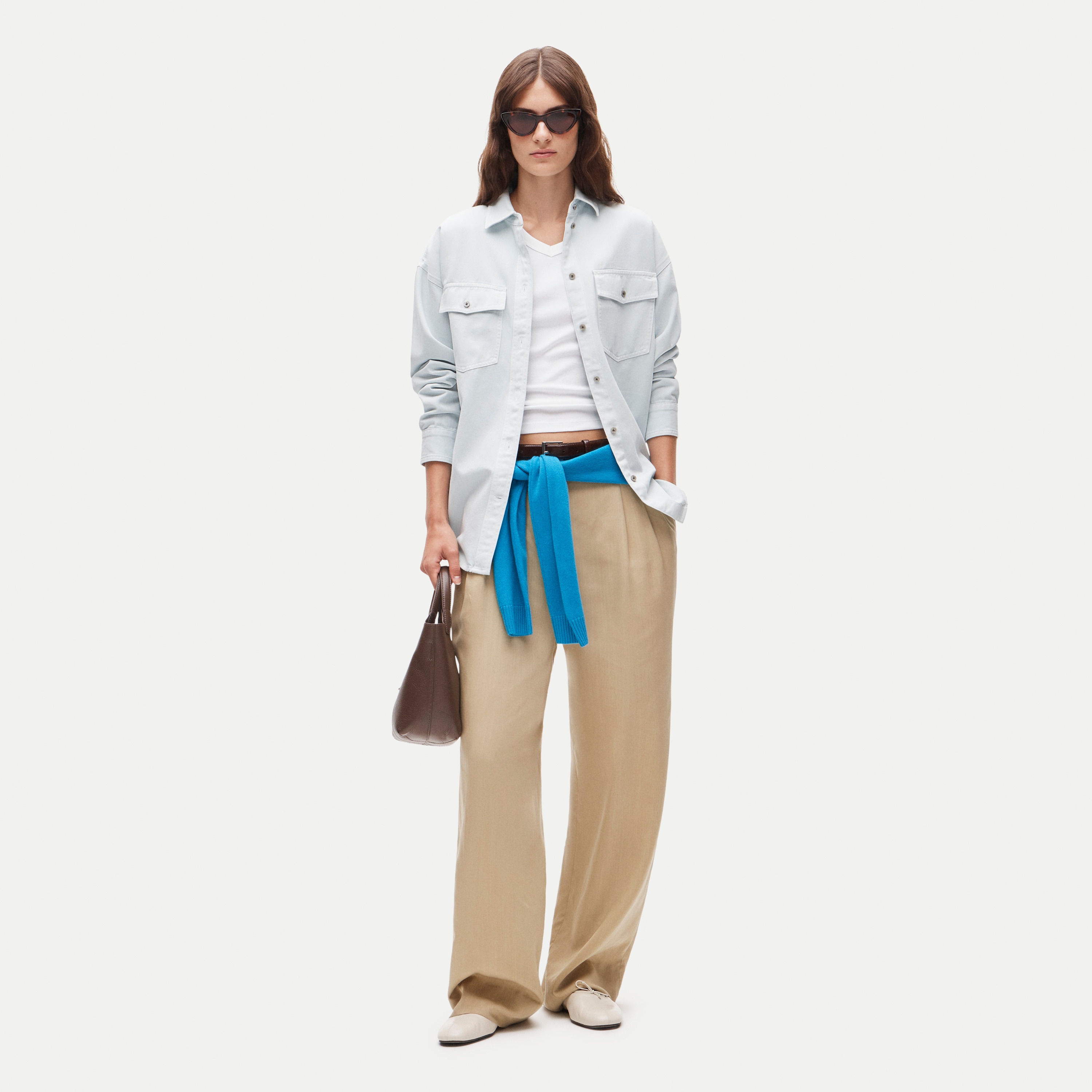 &Eacute;tienne oversized button-up shirt in cotton twill - thumbnail 6