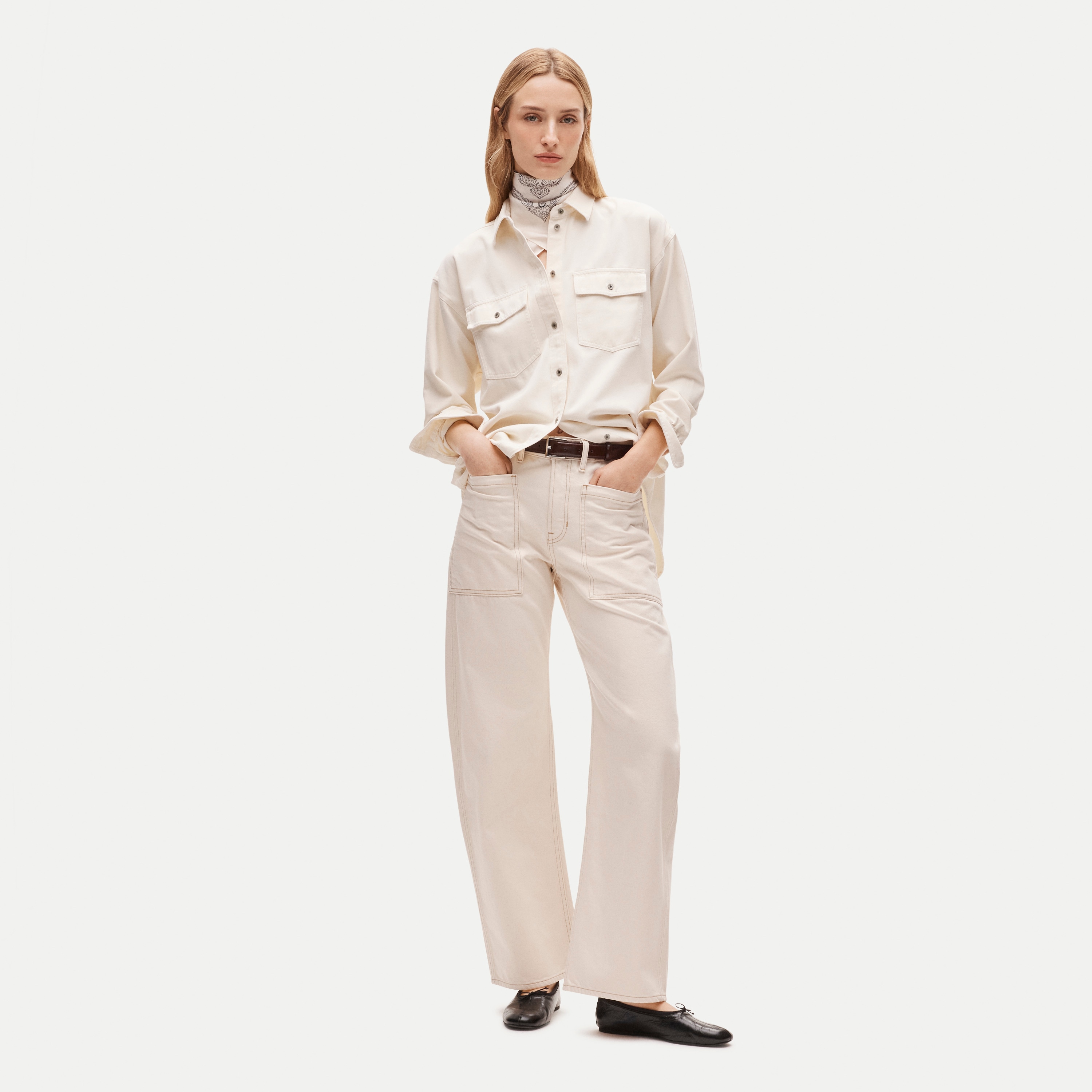 &Eacute;tienne oversized button-up shirt in cotton twill - thumbnail 2